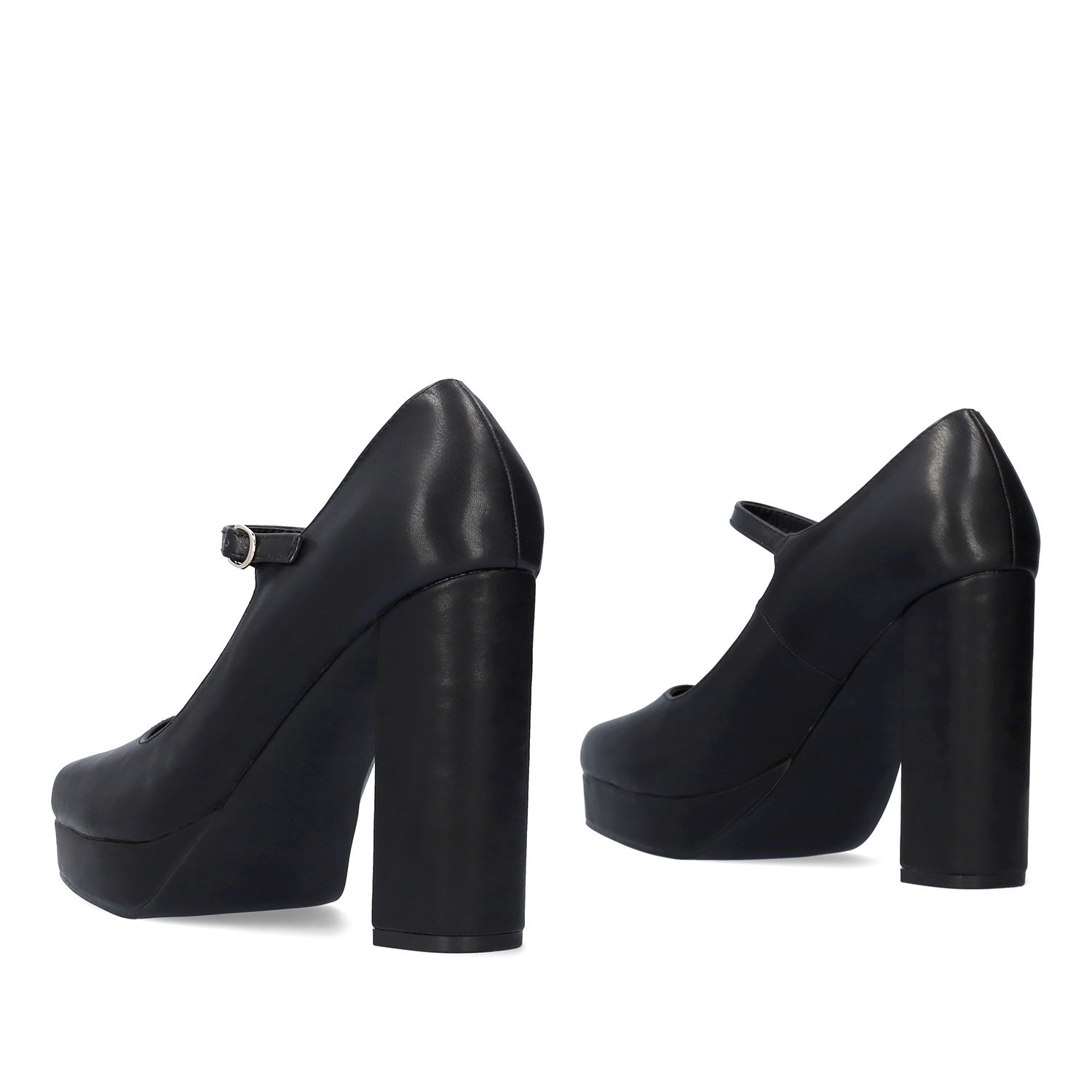 Schuh im Mary-Jane-Stil mit Absatz und Plateau in Softr schwarz-Farbe 