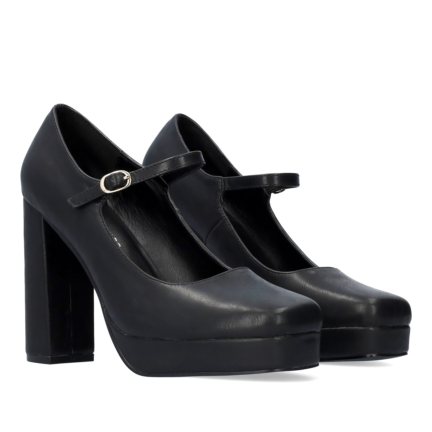 Schuh im Mary-Jane-Stil mit Absatz und Plateau in Softr schwarz-Farbe 