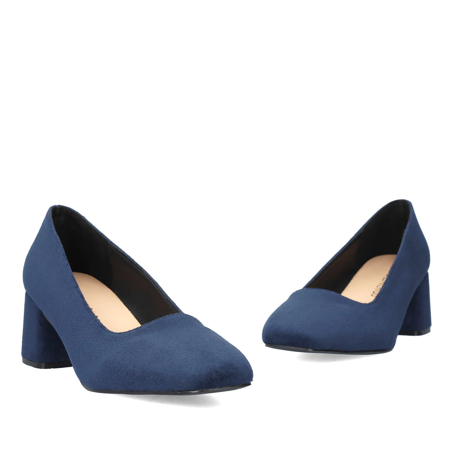 Navy faux suede heeled pumps 