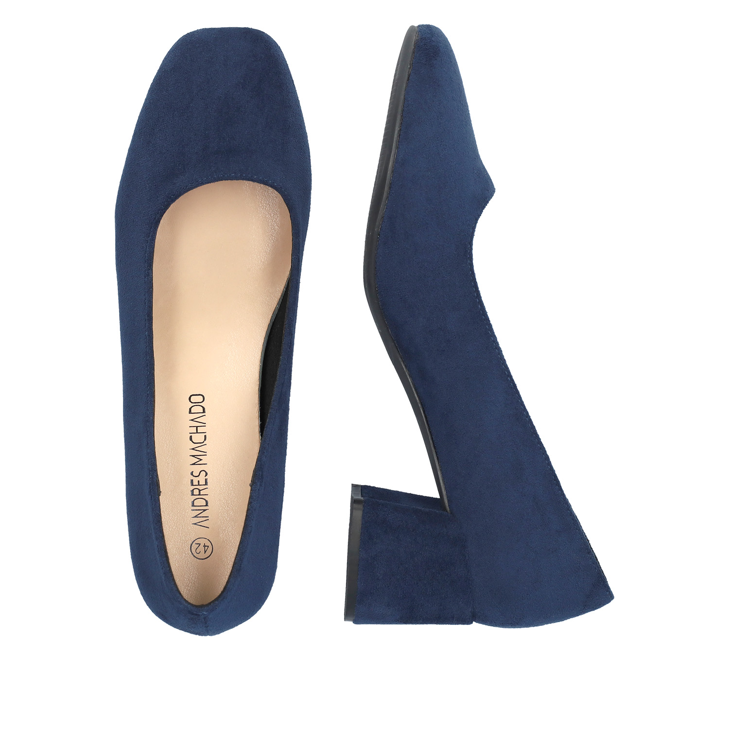 Navy faux suede heeled pumps 