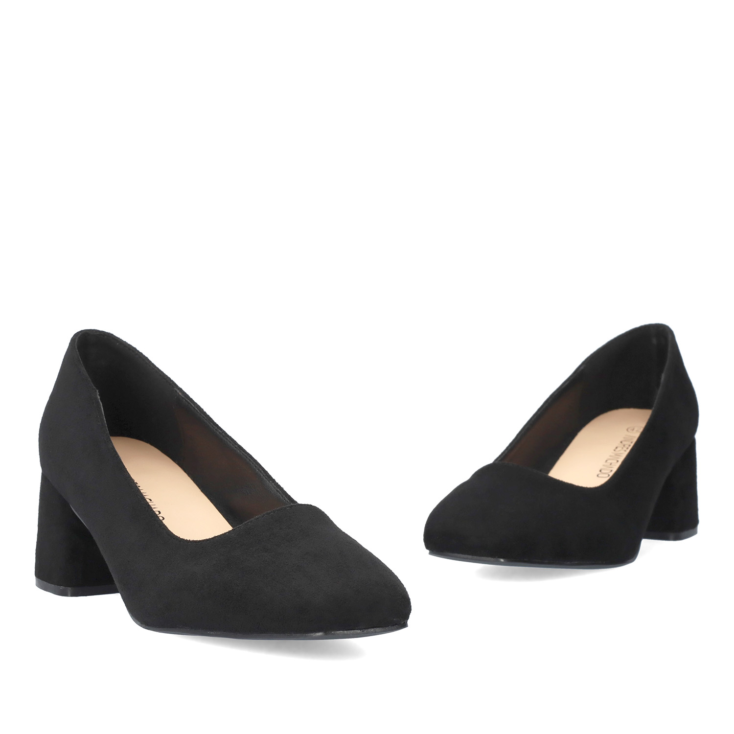 Black faux suede heeled pumps 