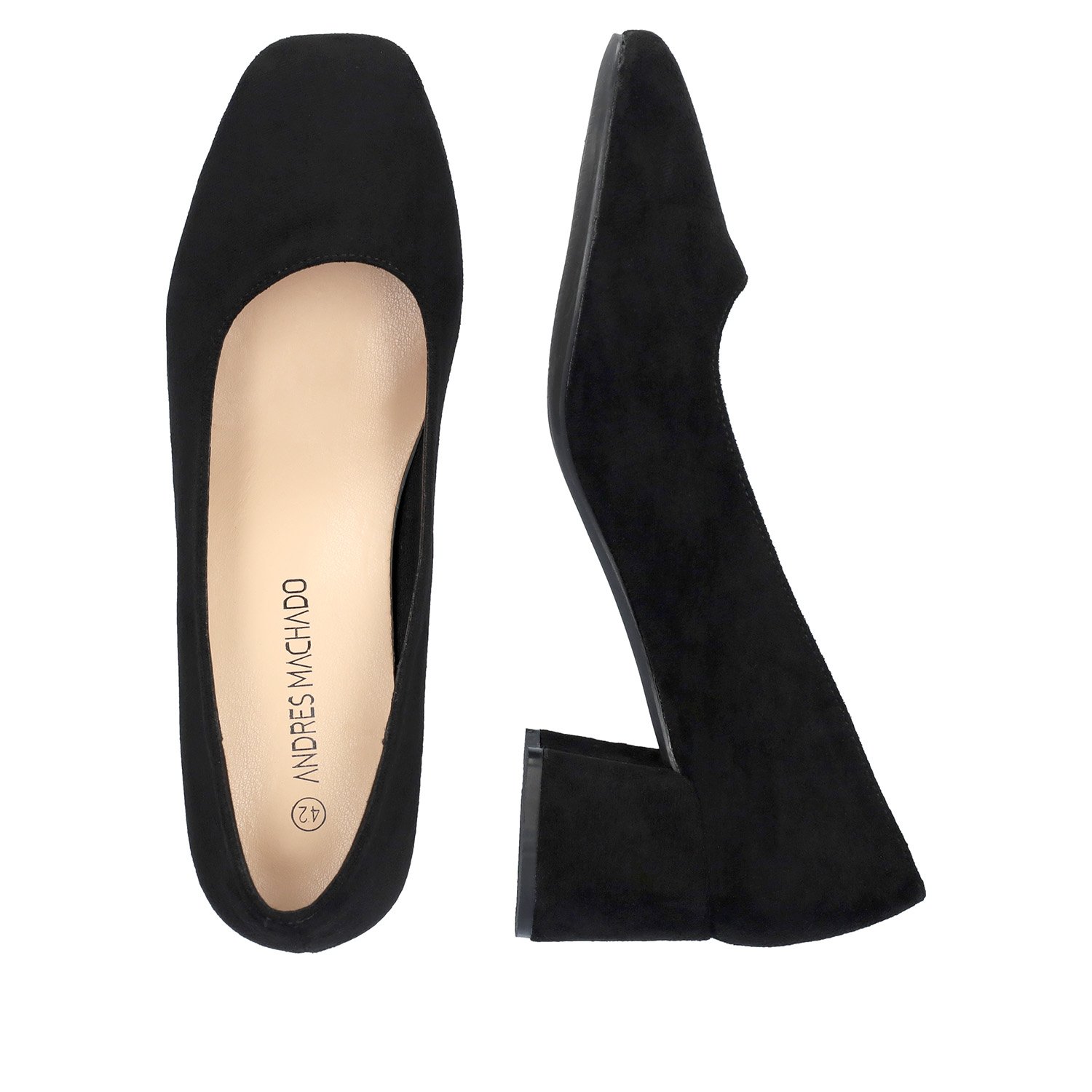 Black faux suede heeled pumps 