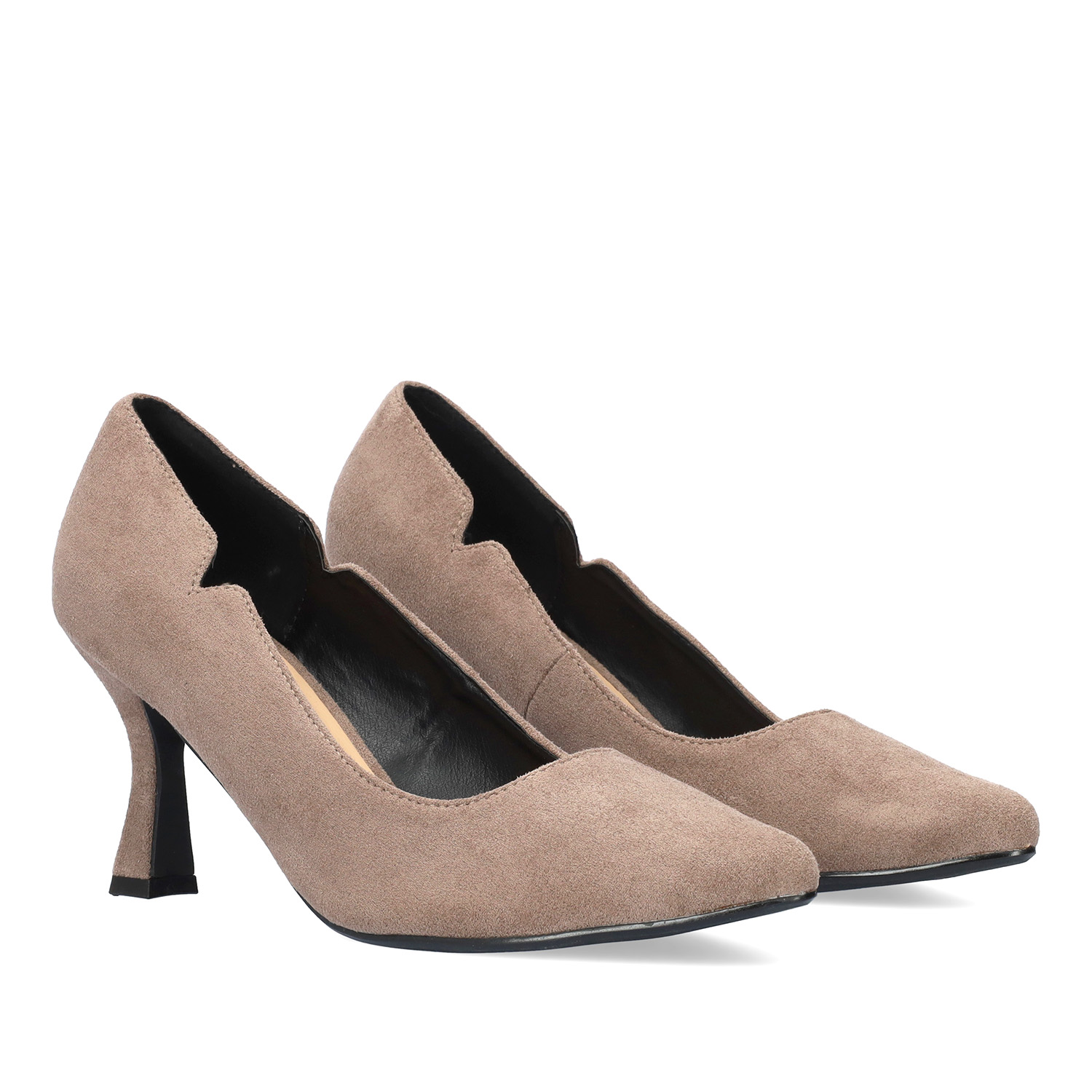 Escarpin avec kitten heel en suèdine gris