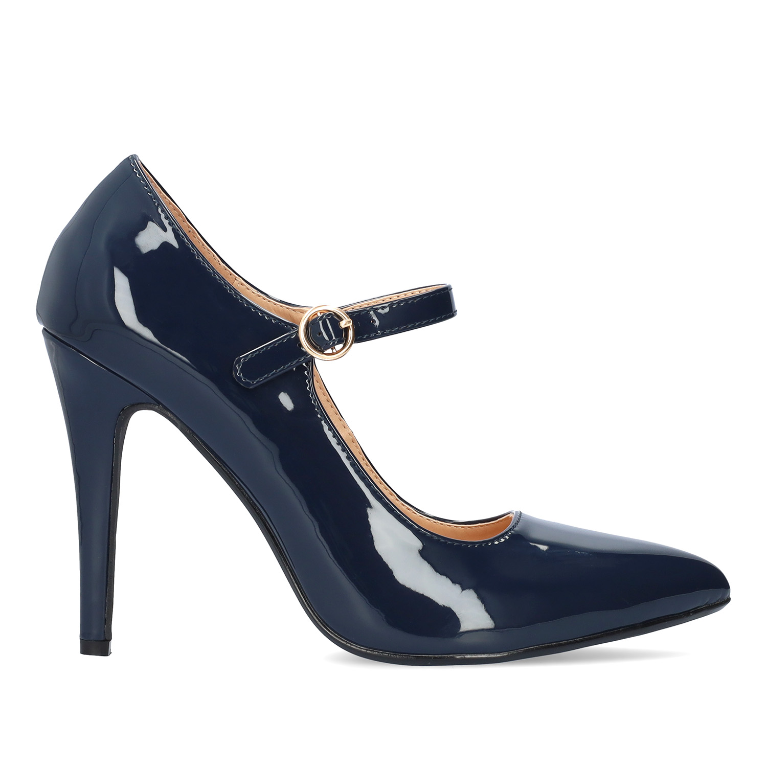 Navy soft patent heeled Mary Jane 