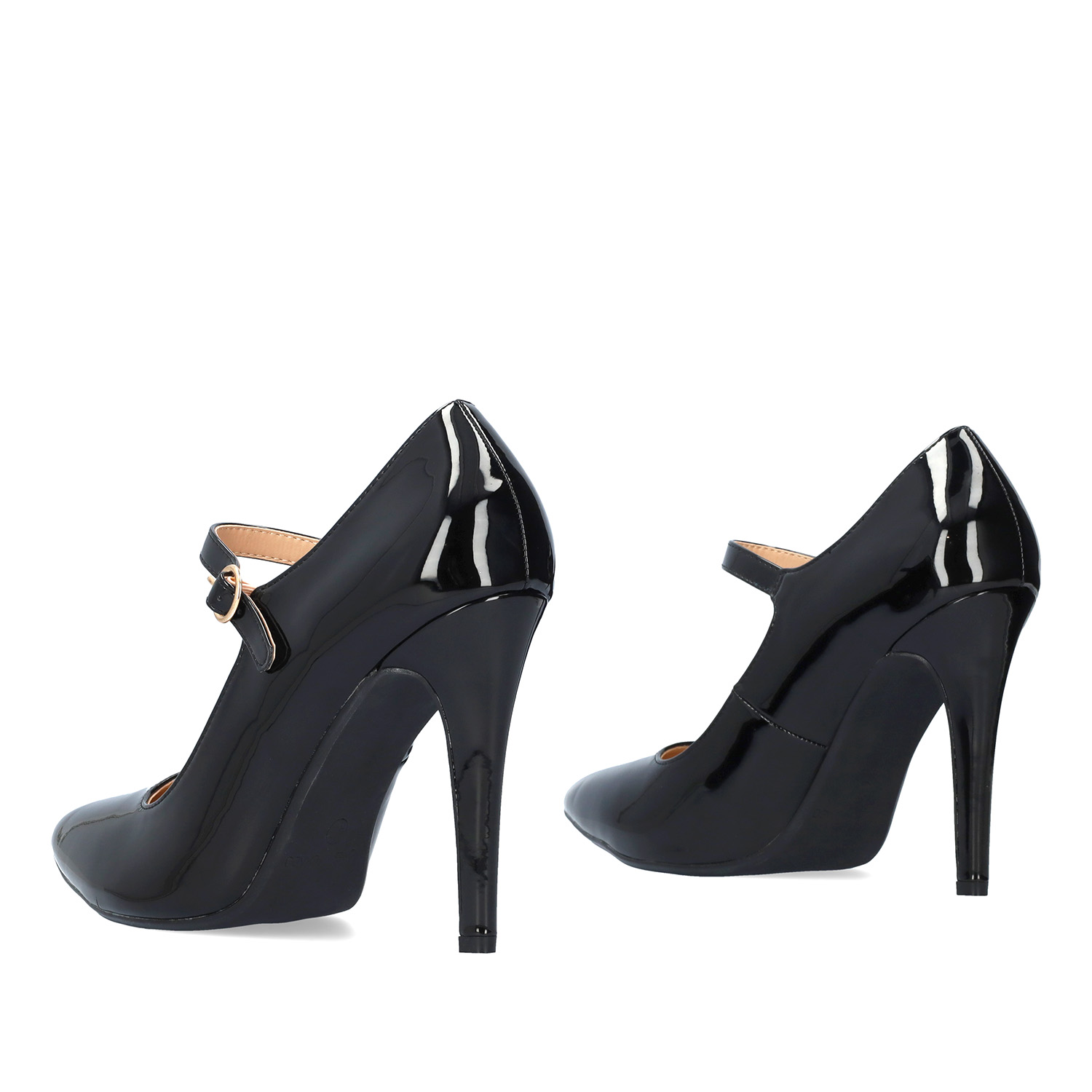 Black soft patent heeled Mary Jane 