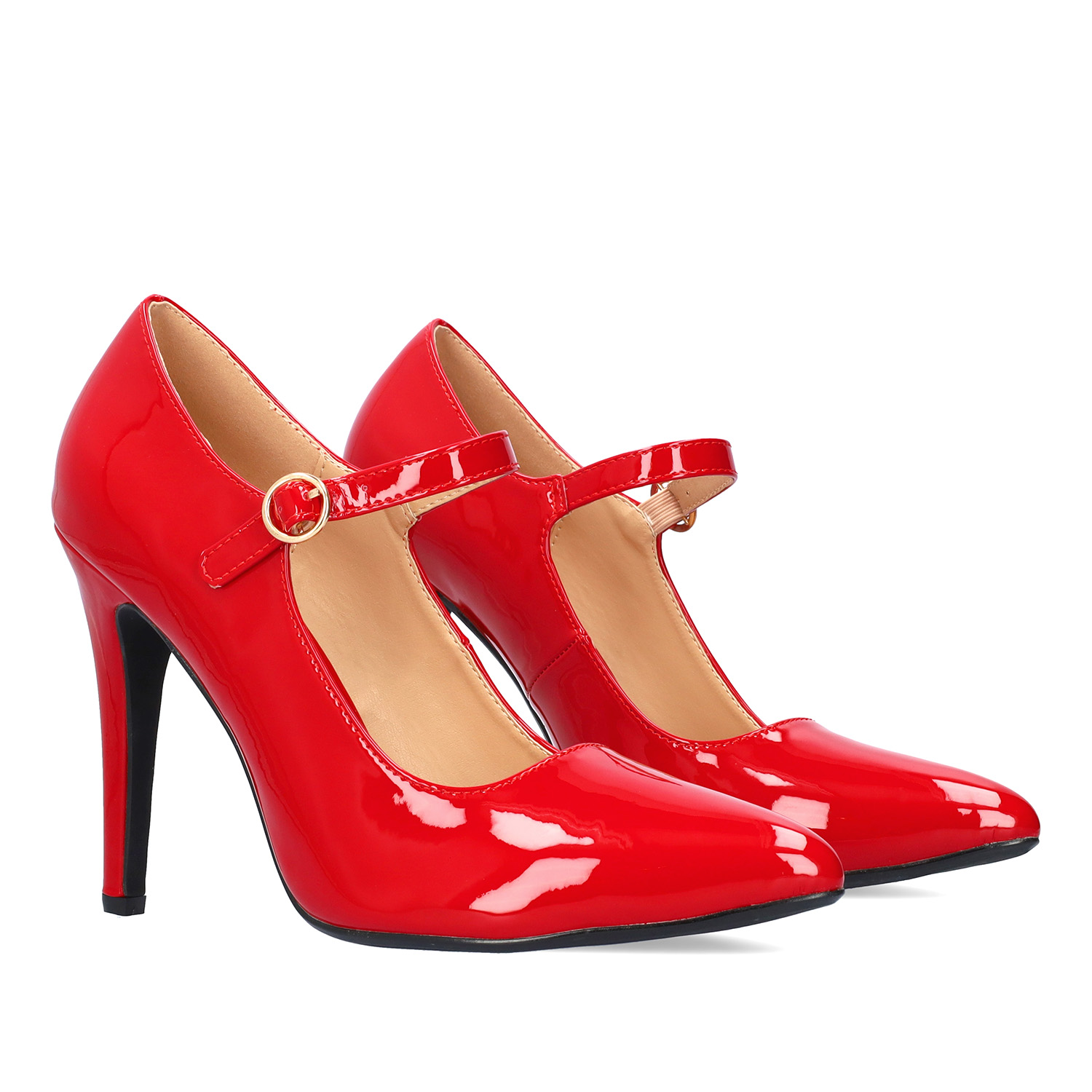 Schuh im Mary Jane Stil mit Lacklederabsatz in Rot Farbe