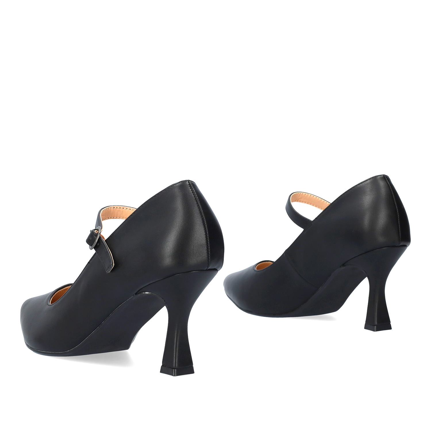 Mary Jane Stil Schuhe mit Kitten Heel in Soft Farbe Schwarz 