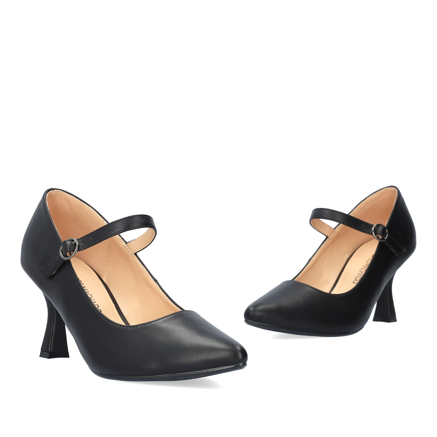 Mary Jane with kitten heel in soft black colour 