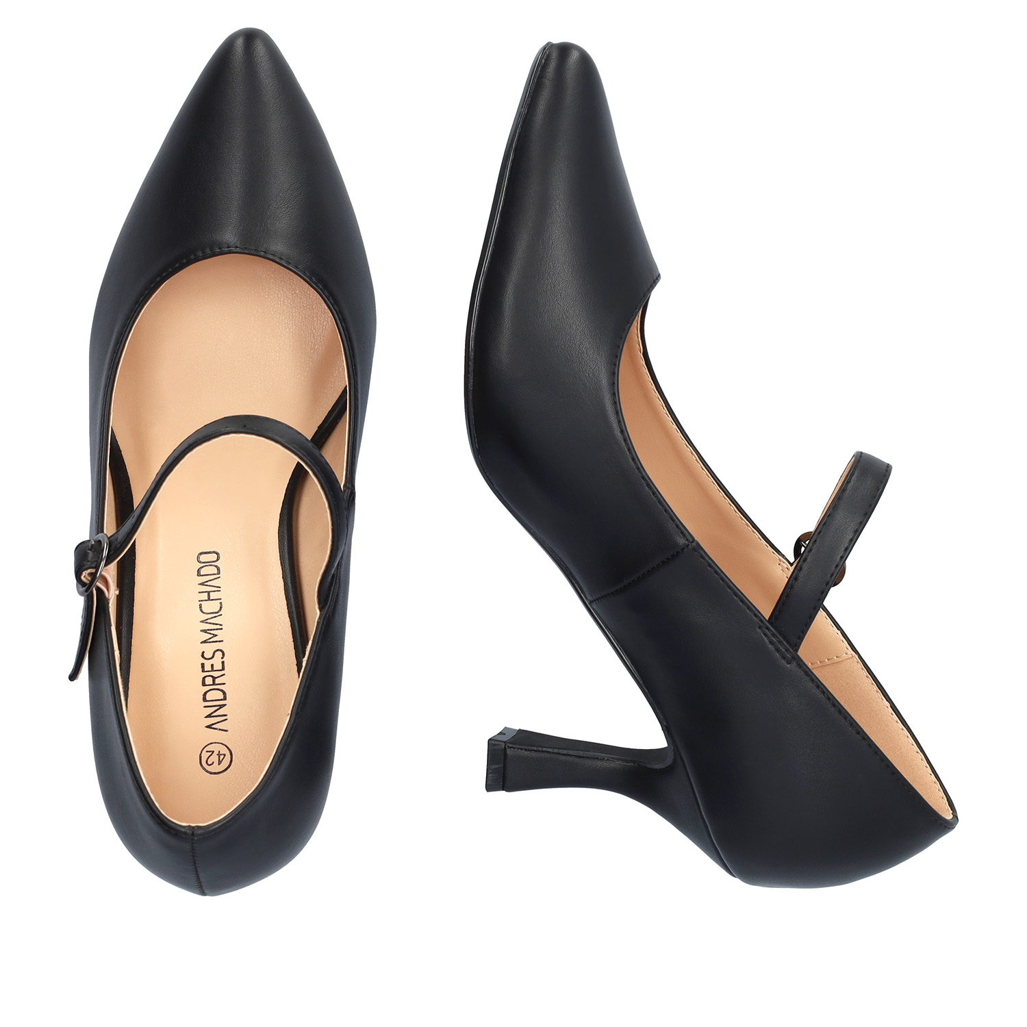 Mary Jane Stil Schuhe mit Kitten Heel in Soft Farbe Schwarz 