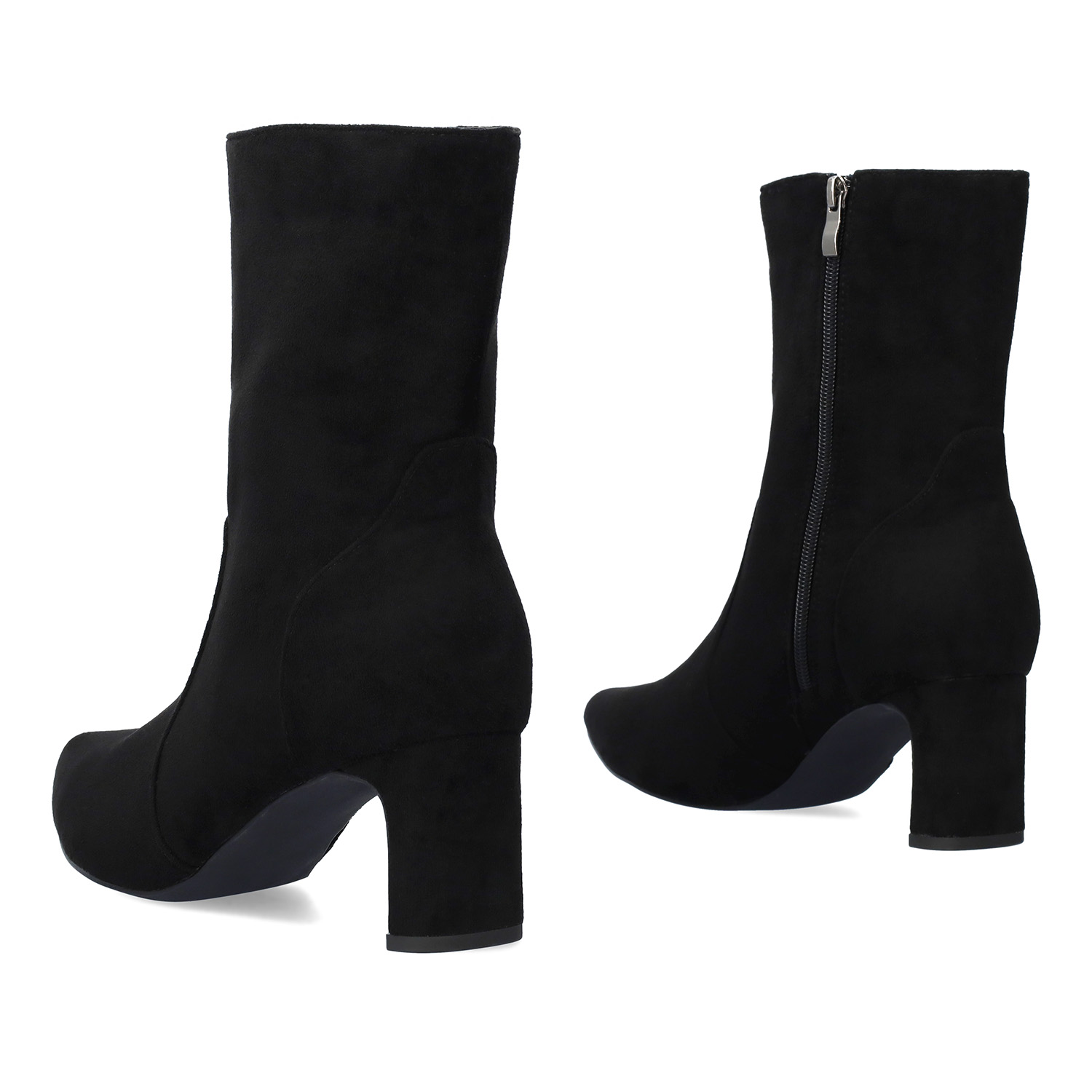 Black faux suede heeled ankle boots 