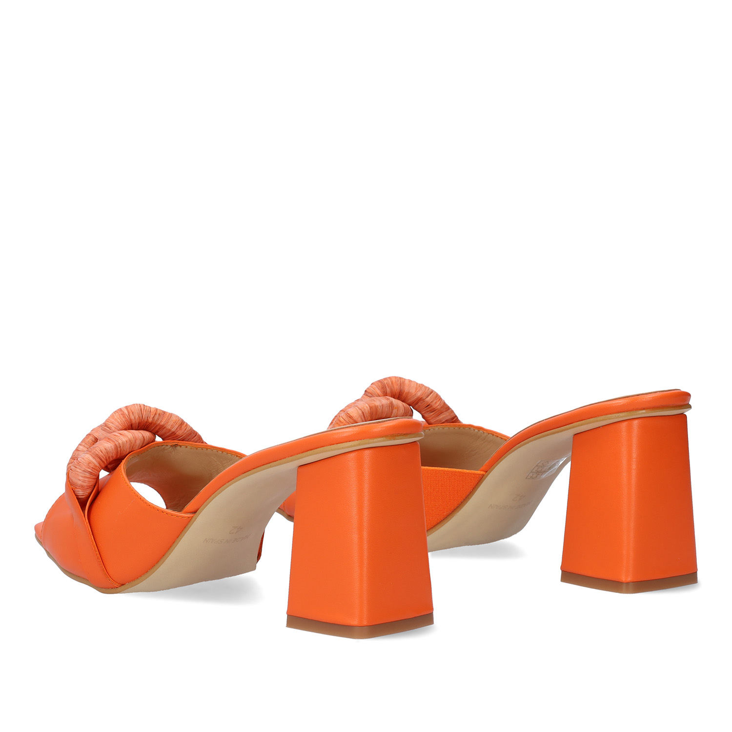 Orange leather heeled sandals 