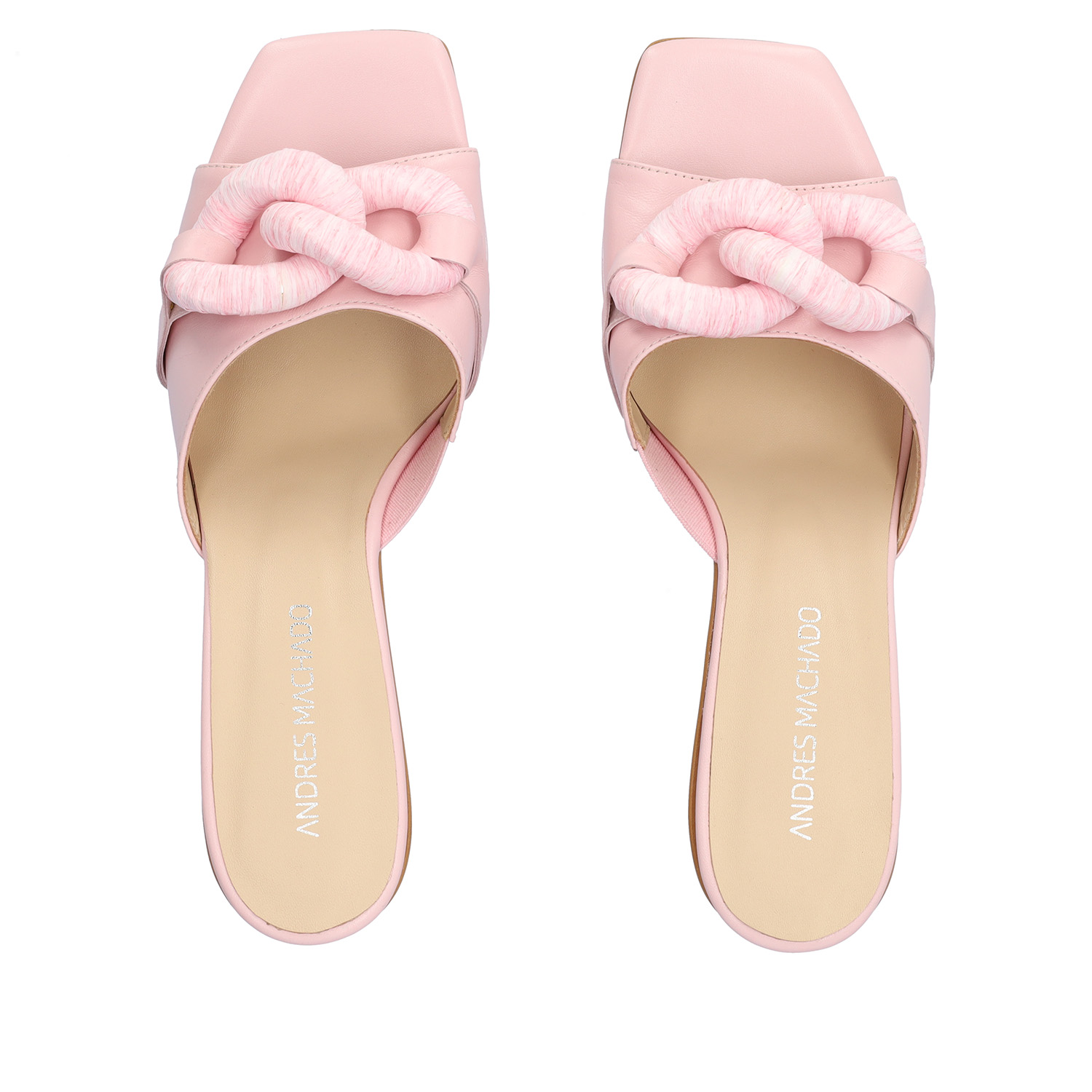 Skórzane sandały na obcasie Różowe 