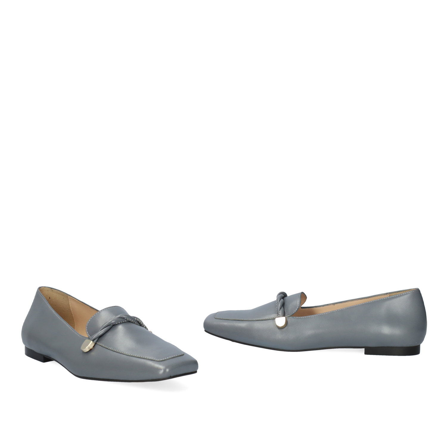 Grey leather loafers 