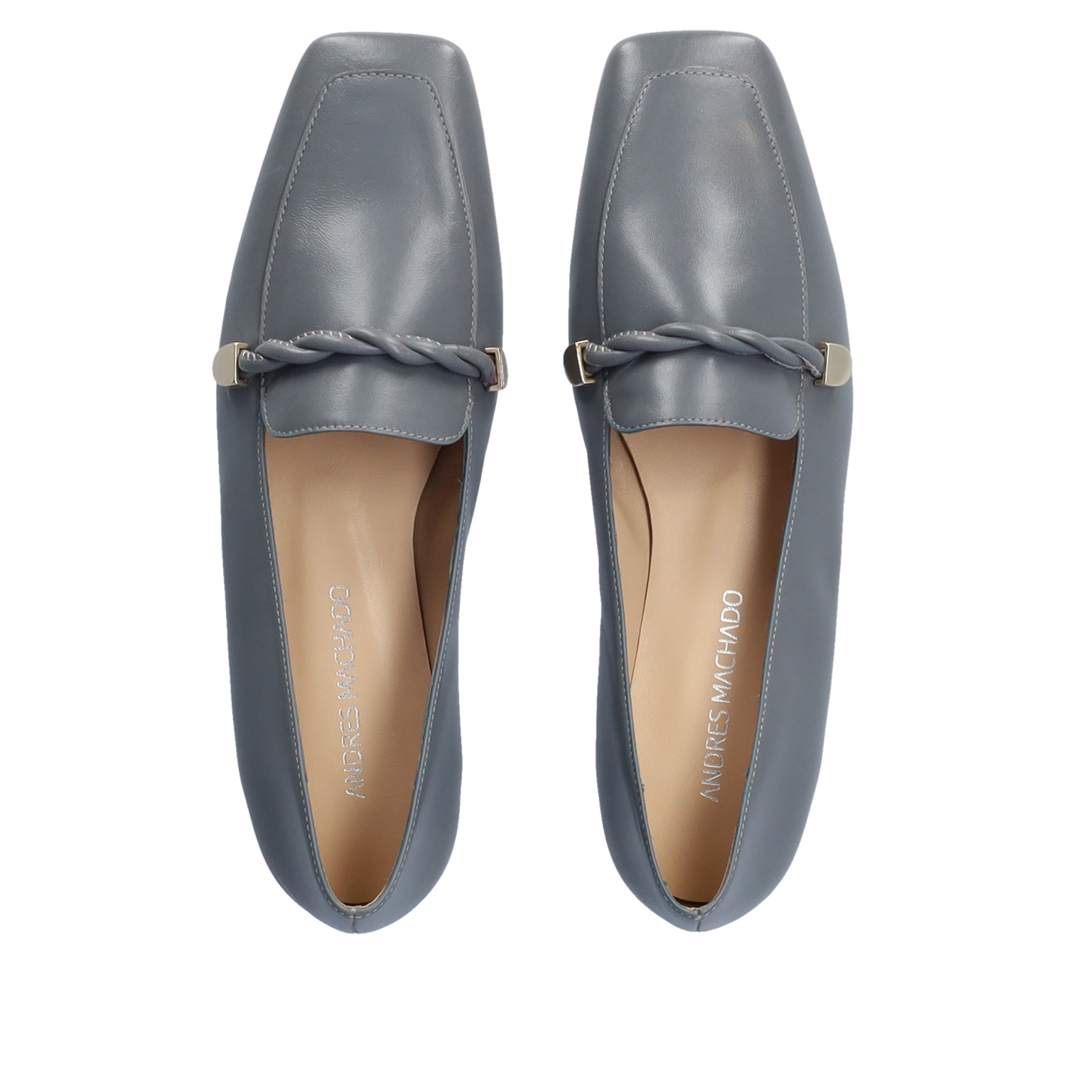 Grey leather loafers 