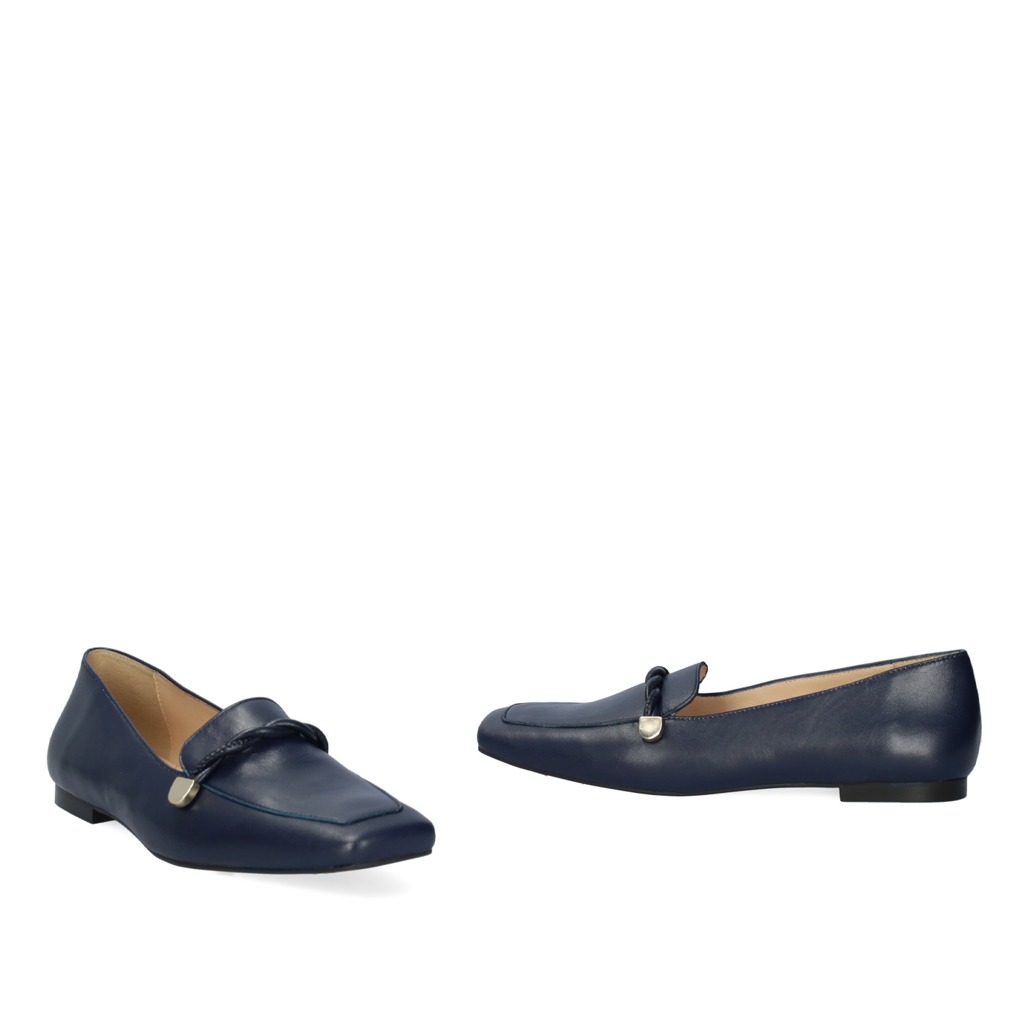 Navy leather loafers 
