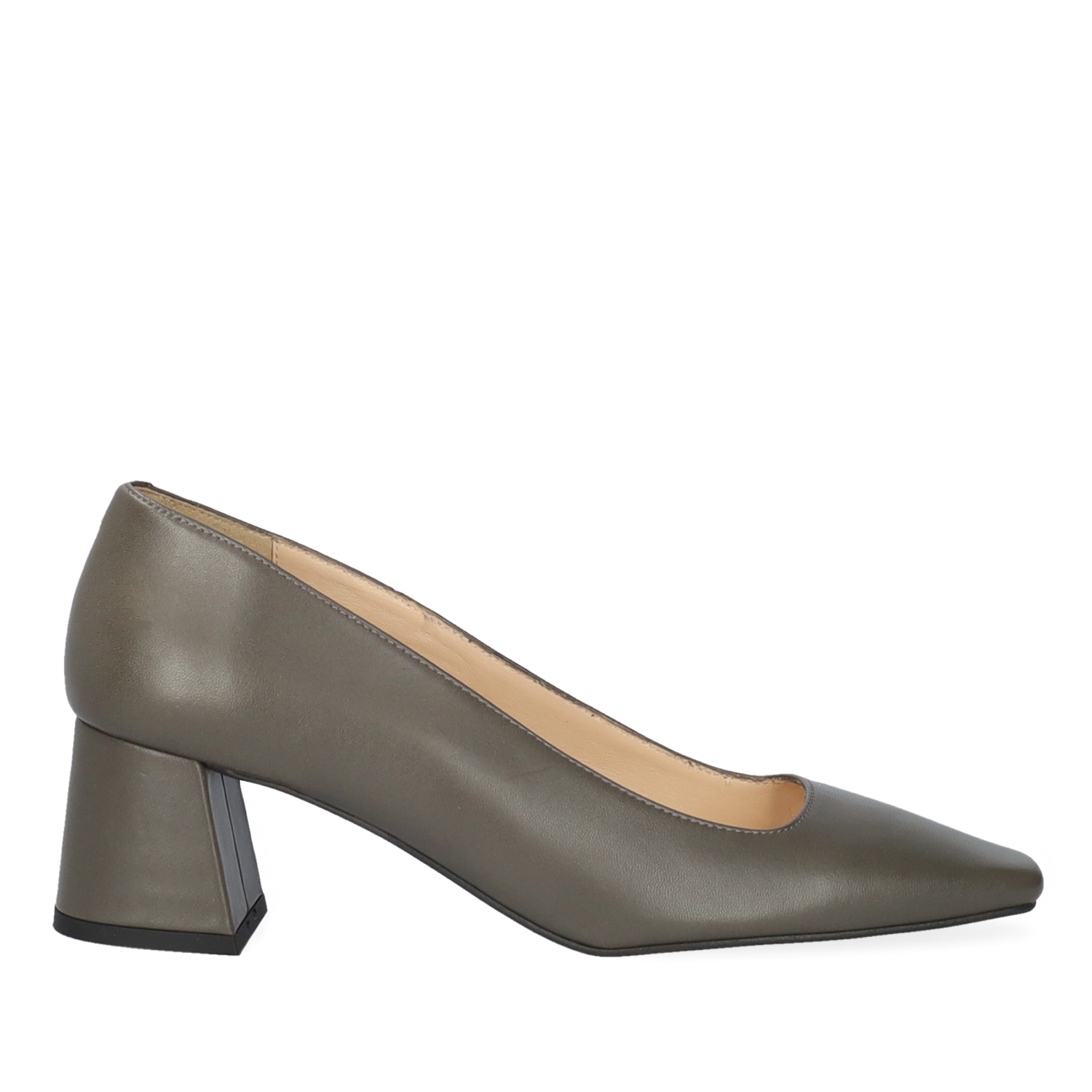 Heeled shoe in grey leather 