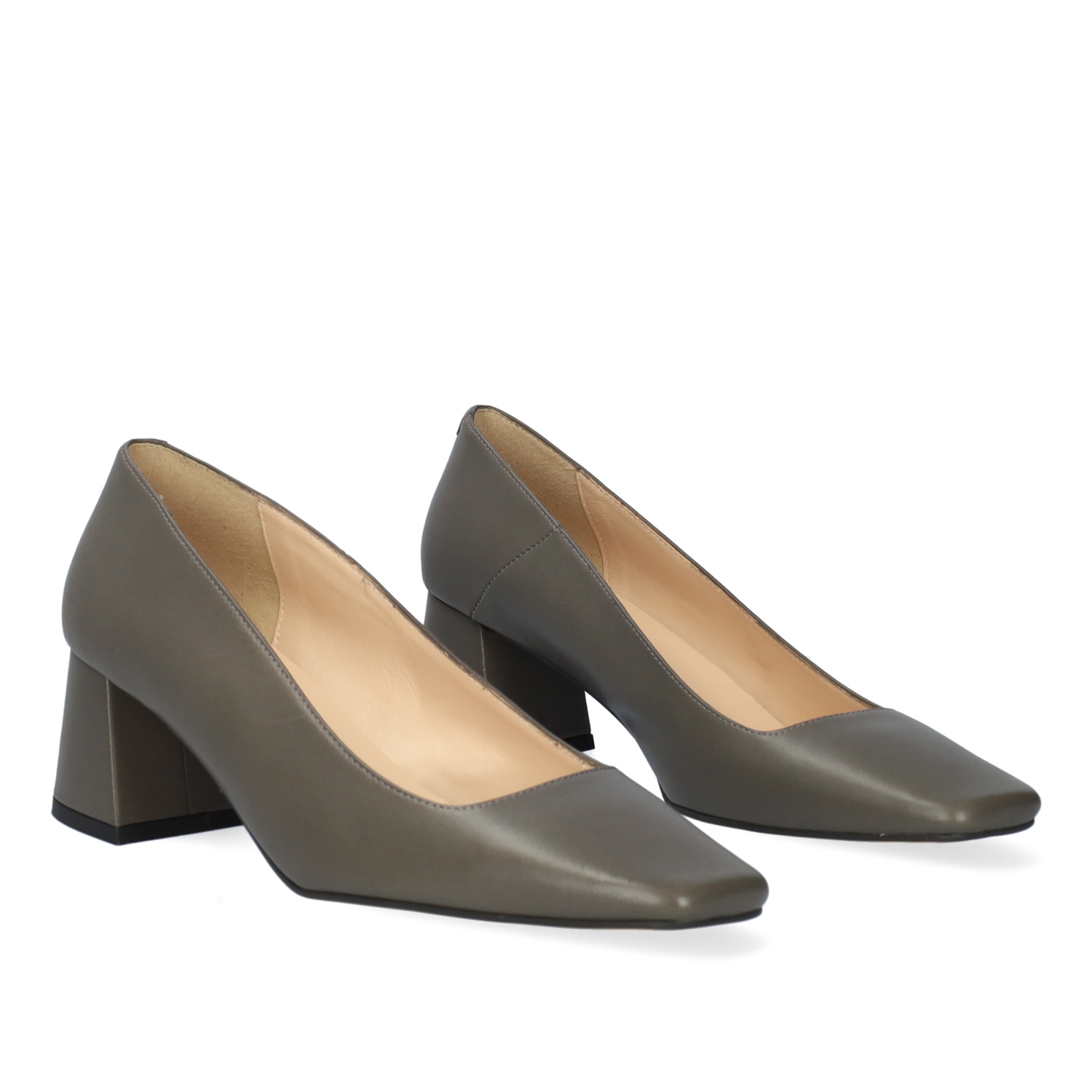Heeled shoe in grey leather 