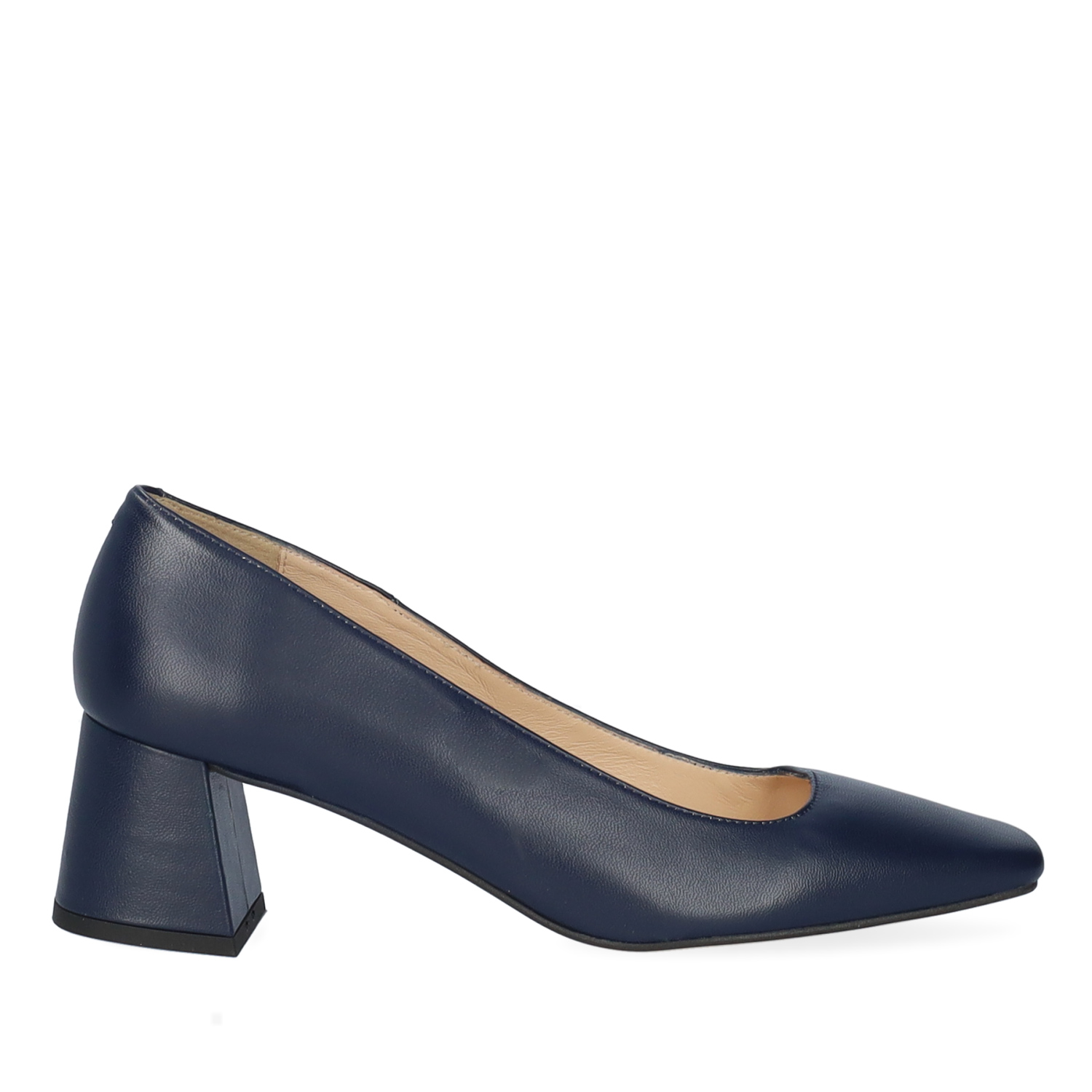 Heeled shoe in navy leather 