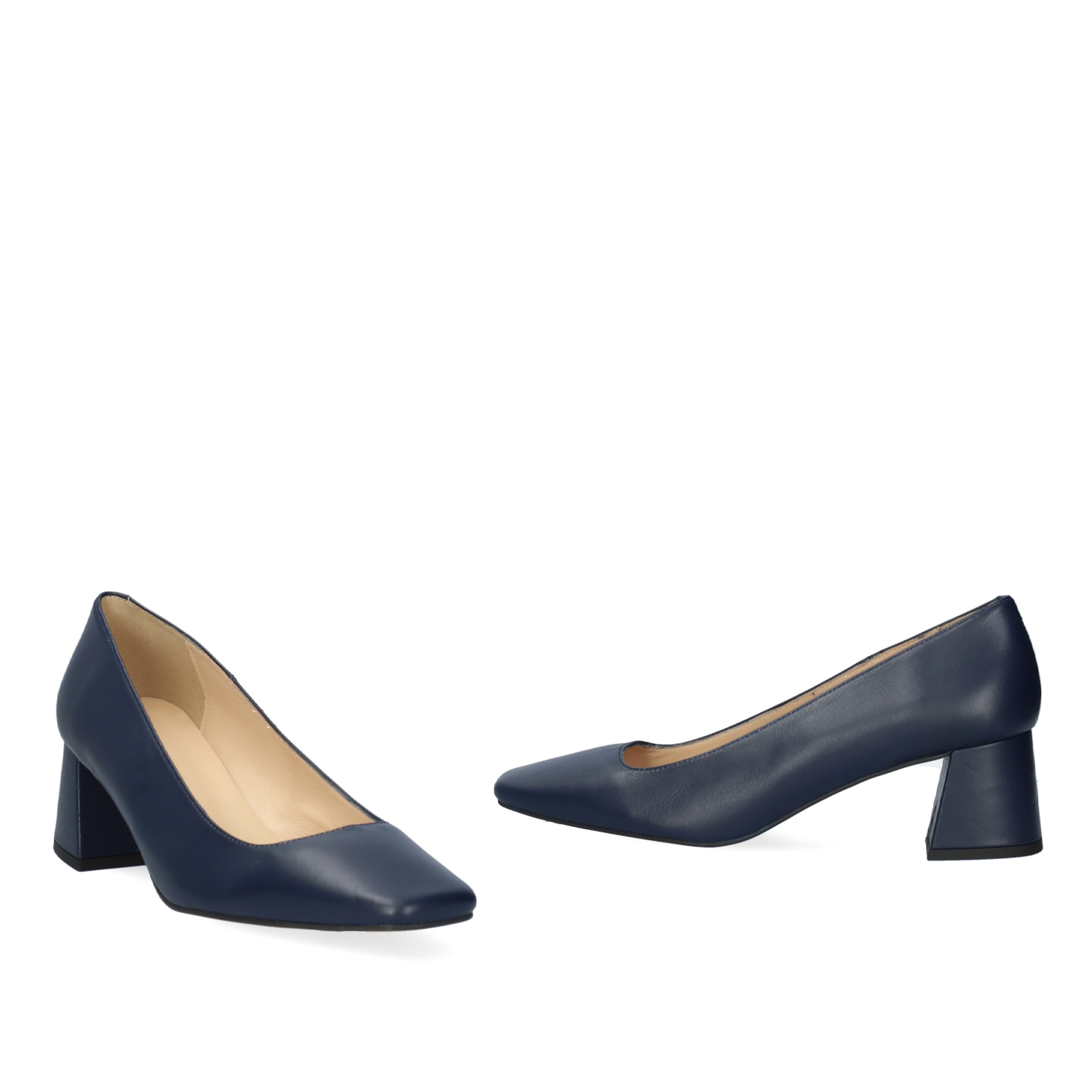 Heeled shoe in navy leather 