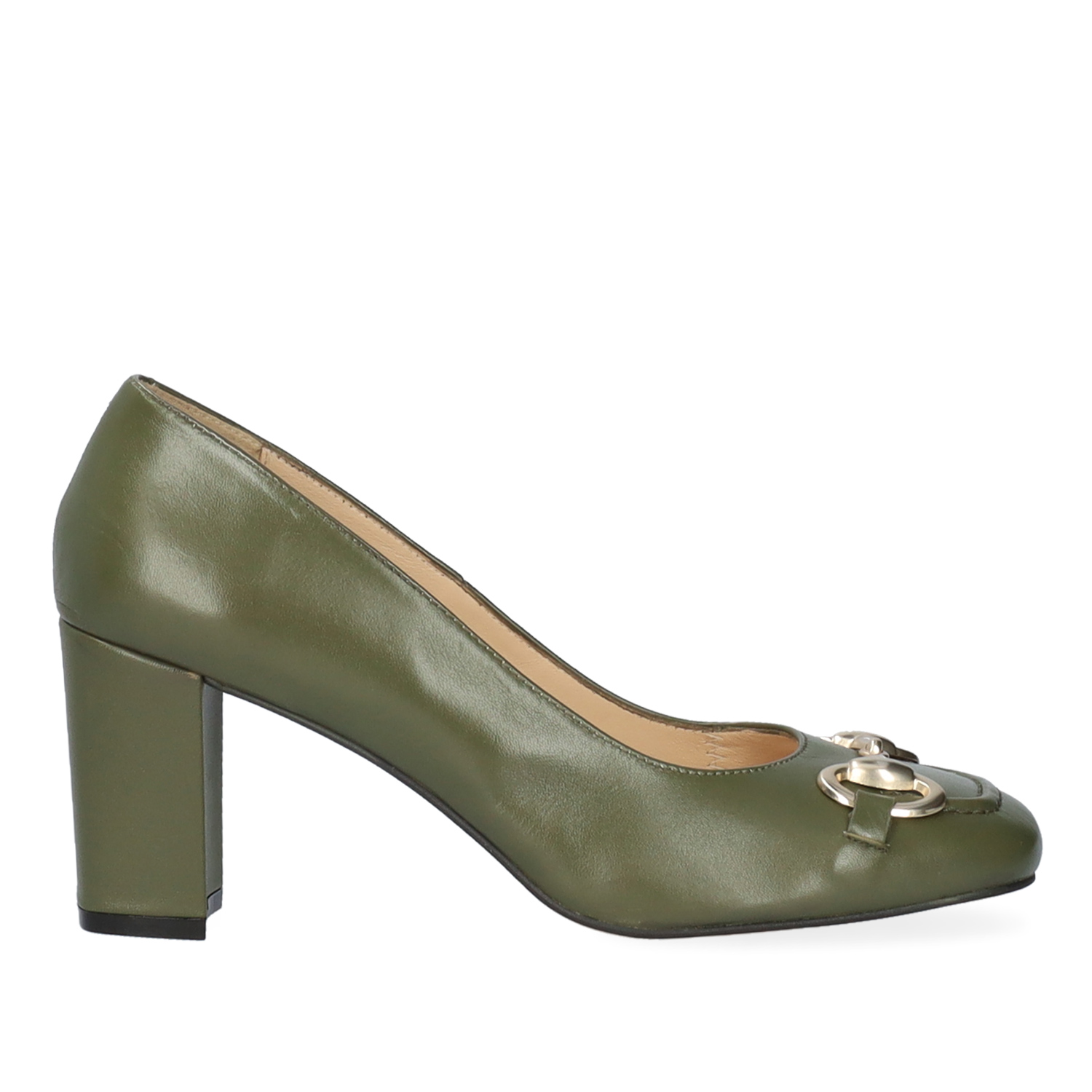 High-Heel Loafer aus grünem Leder 
