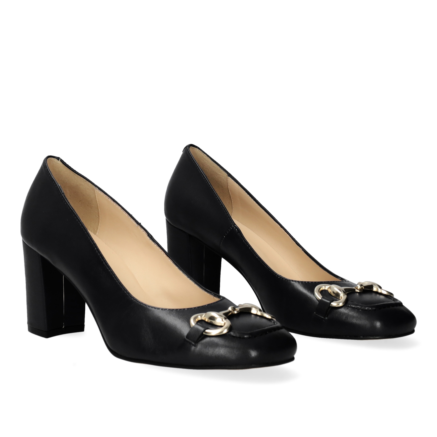 Vintage style heeled shoes in black leather 