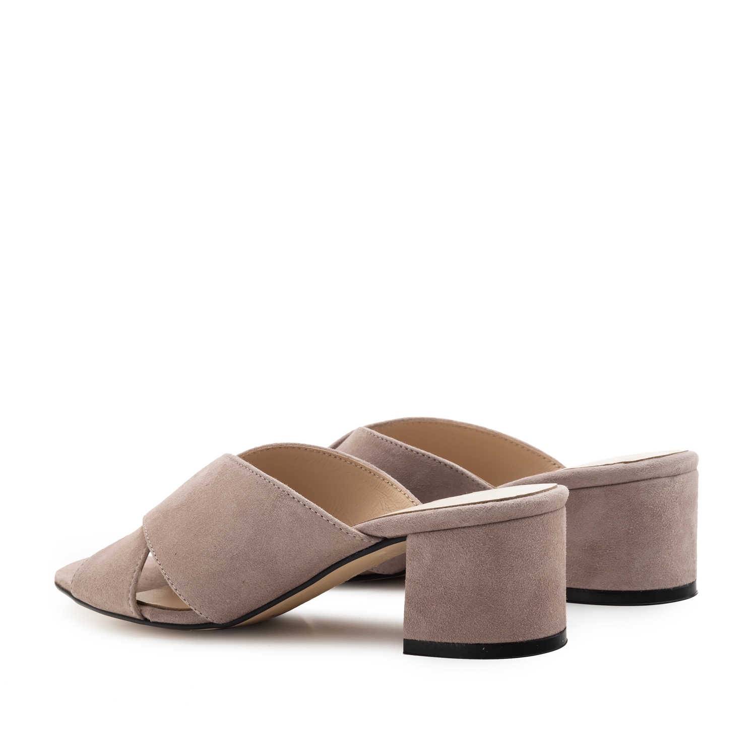 Crossover Mules in Nude Suede Leather 