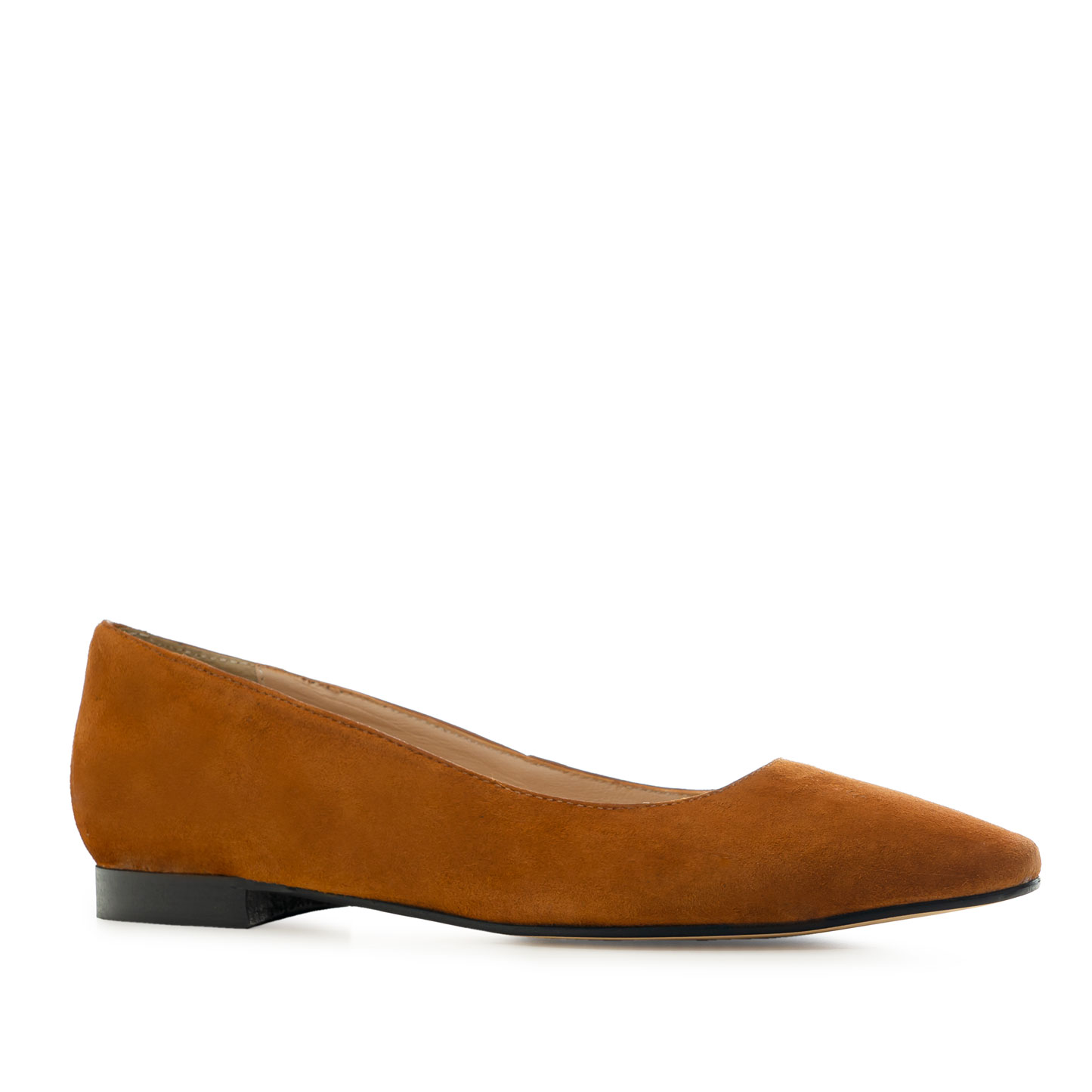 Ballet Flats in Tan-coloured Suede Leather 