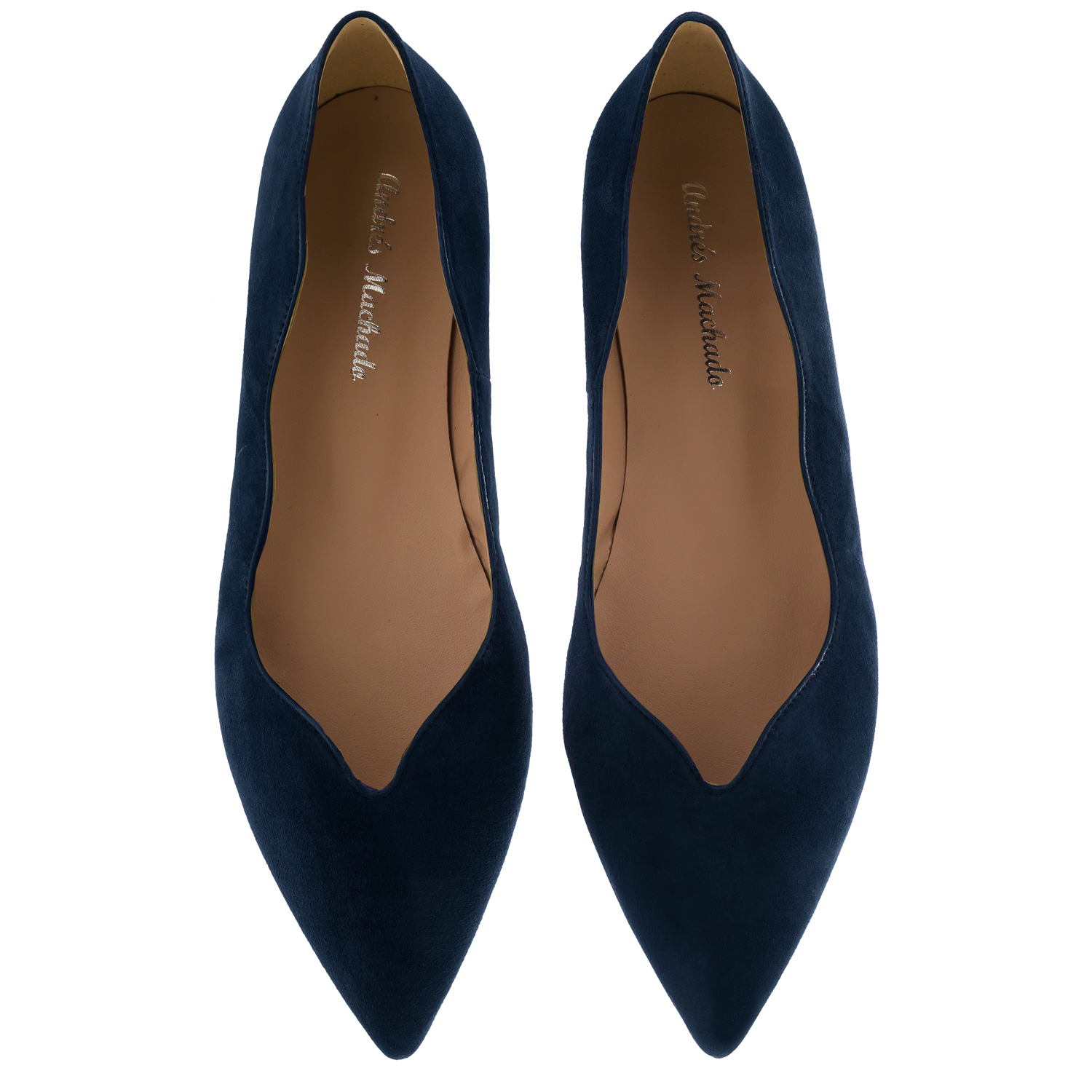 Waved Upper Ballet Flats in Navy Nappa Leather 
