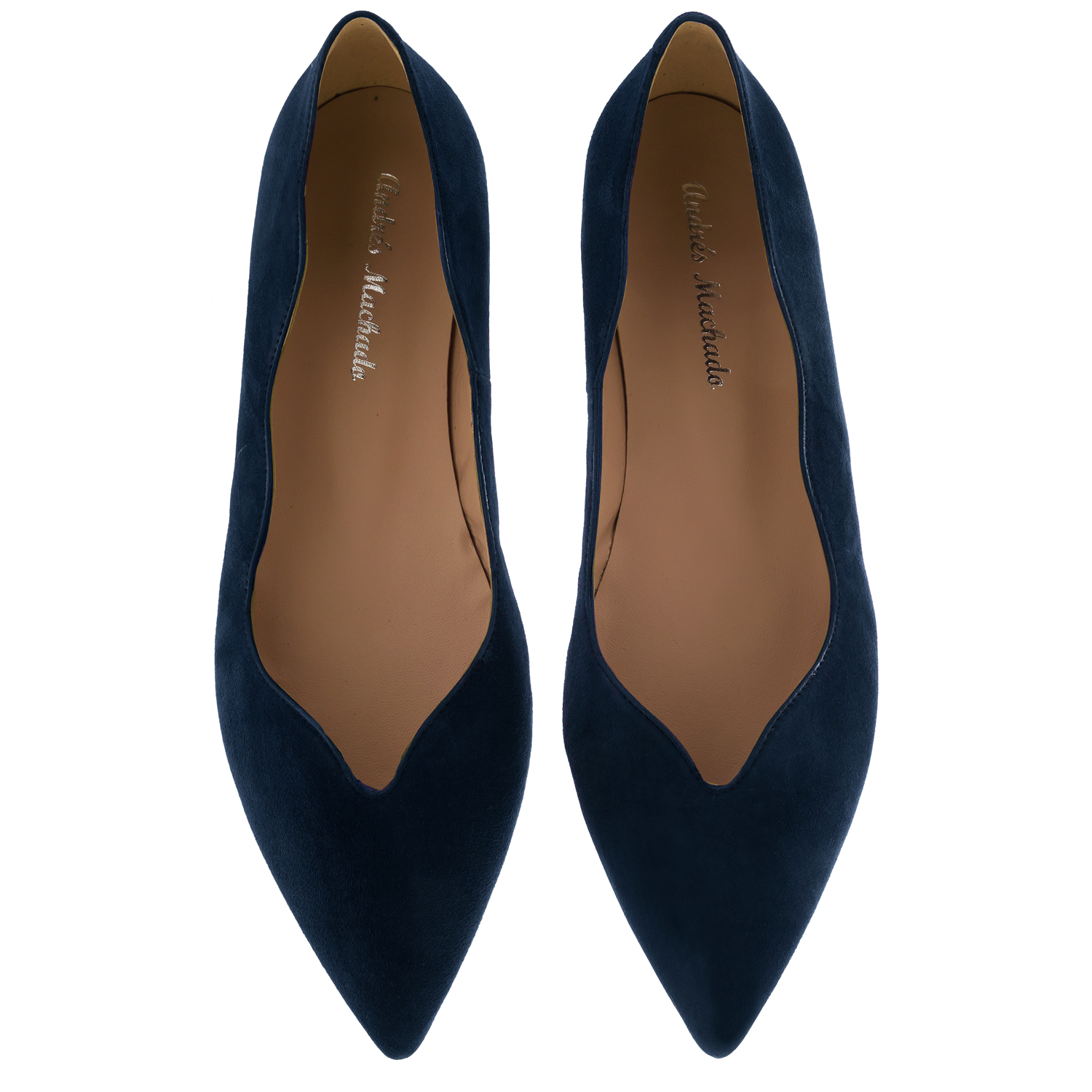 Ballerines Daim Bleu Marine Ondes Collection Exclusive en Cuir