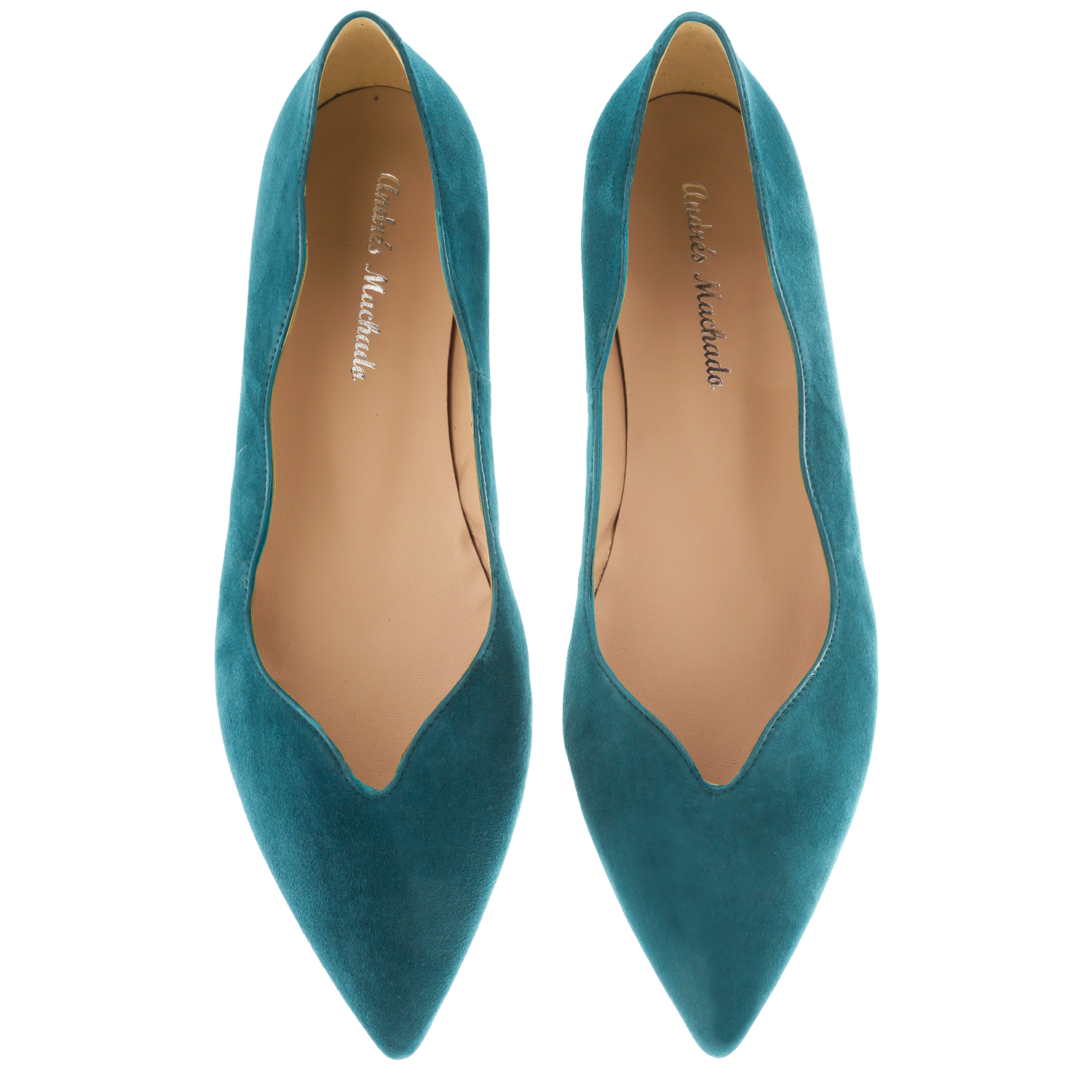 Waved Upper Ballet Flats in Blue Nappa Leather 