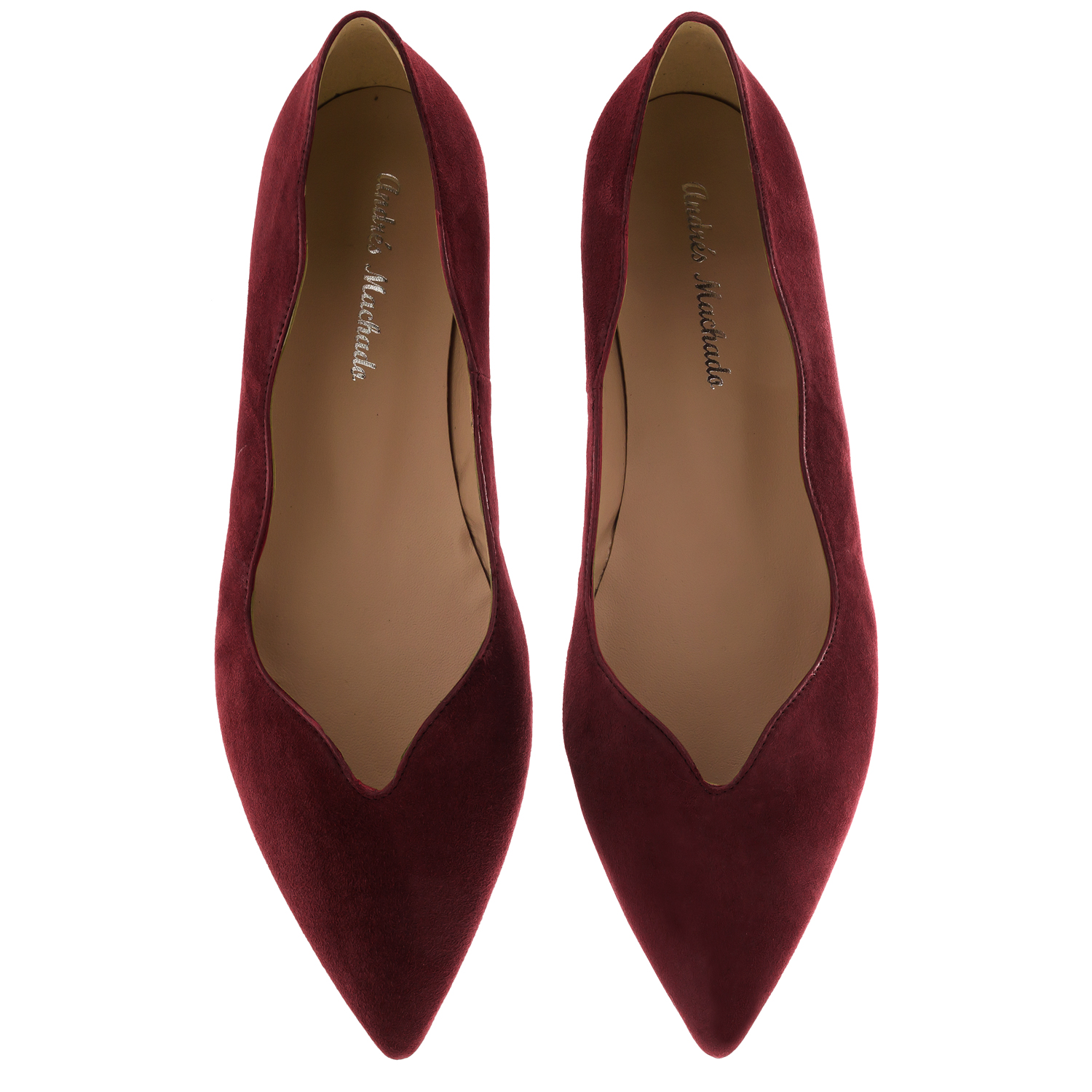 Waved Upper Ballet Flats in Burgundy Nappa Leather 