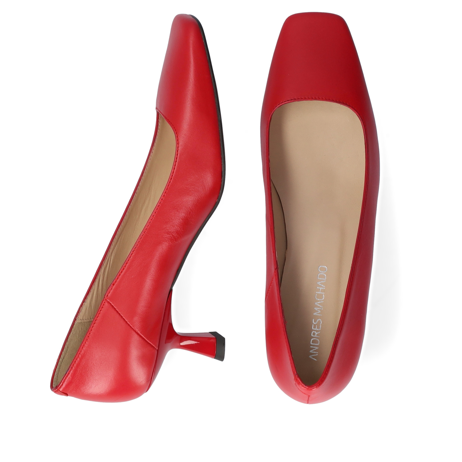 Zapato de tacón en piel de color rojo 
