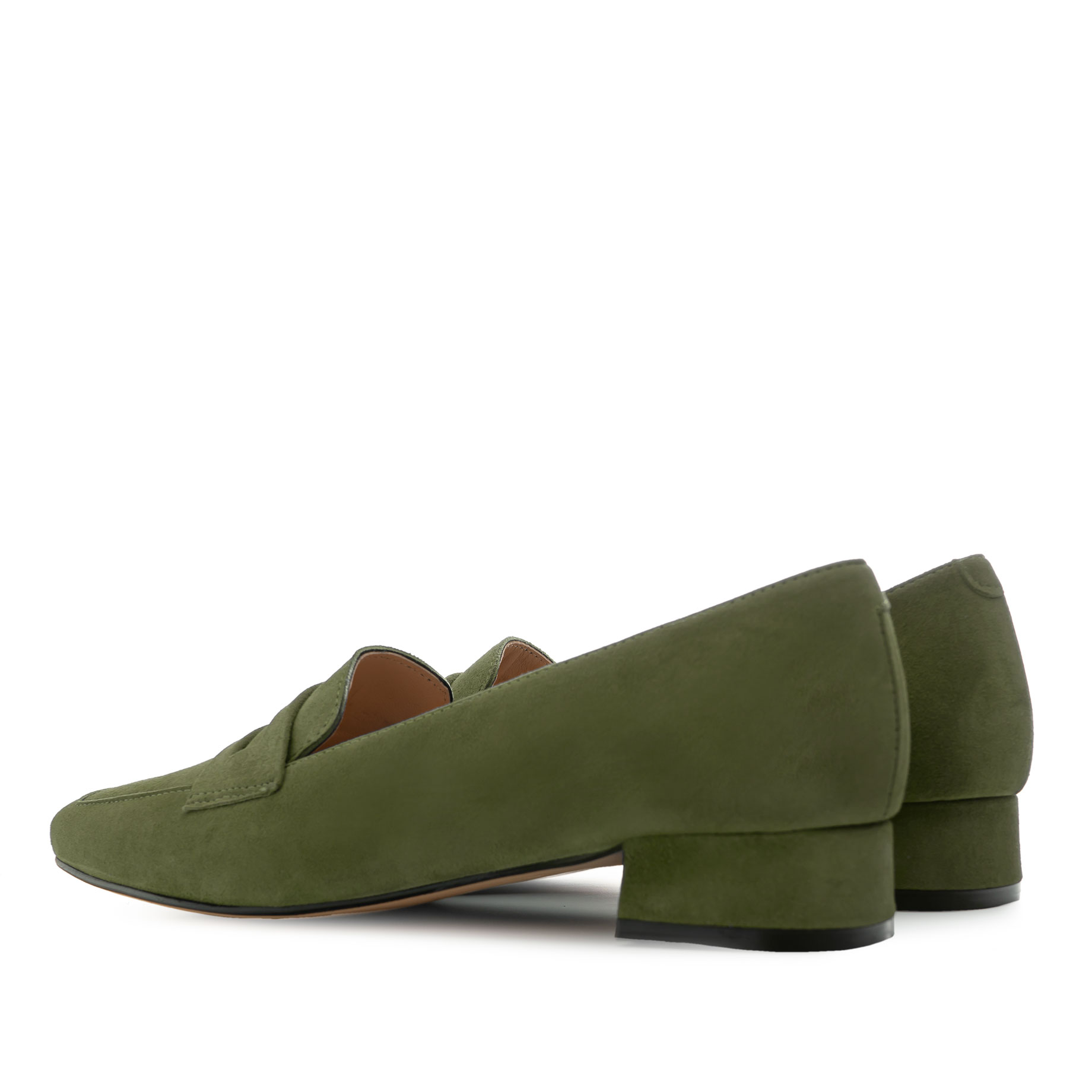 Moccasins in Olive Green Suede Leather 