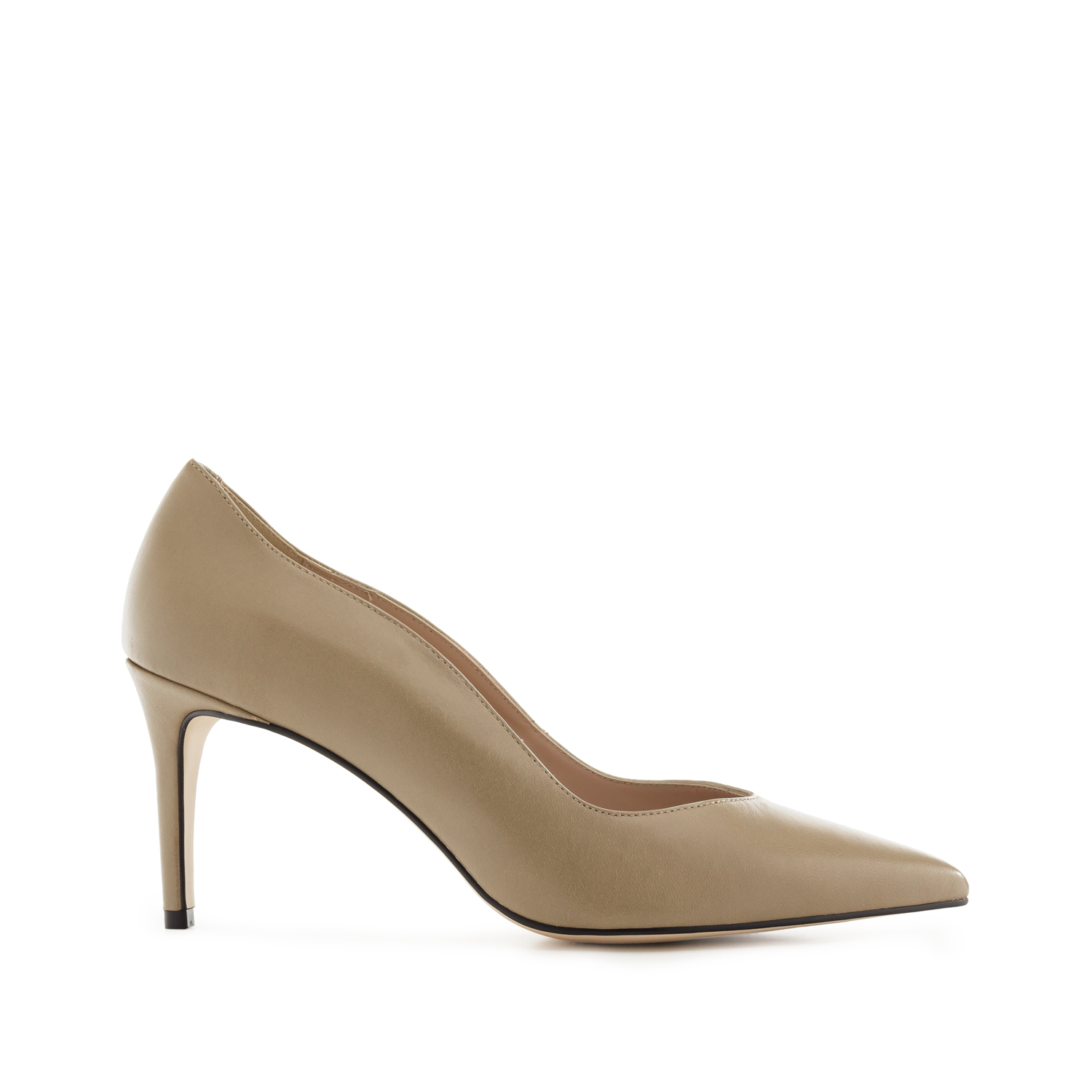 Waved Upper Stilettos in Earth Nappa Leather 