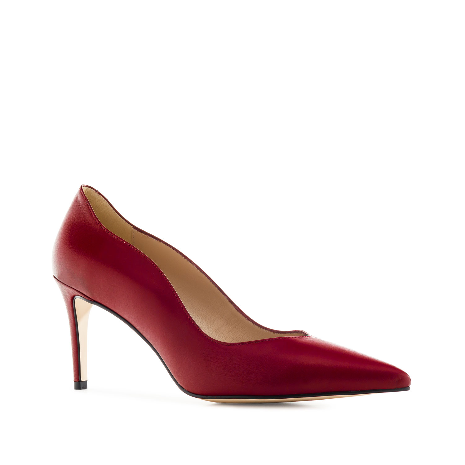 Waved Upper Stilettos in Burgundy Nappa Leather - Exclusive Leather ...