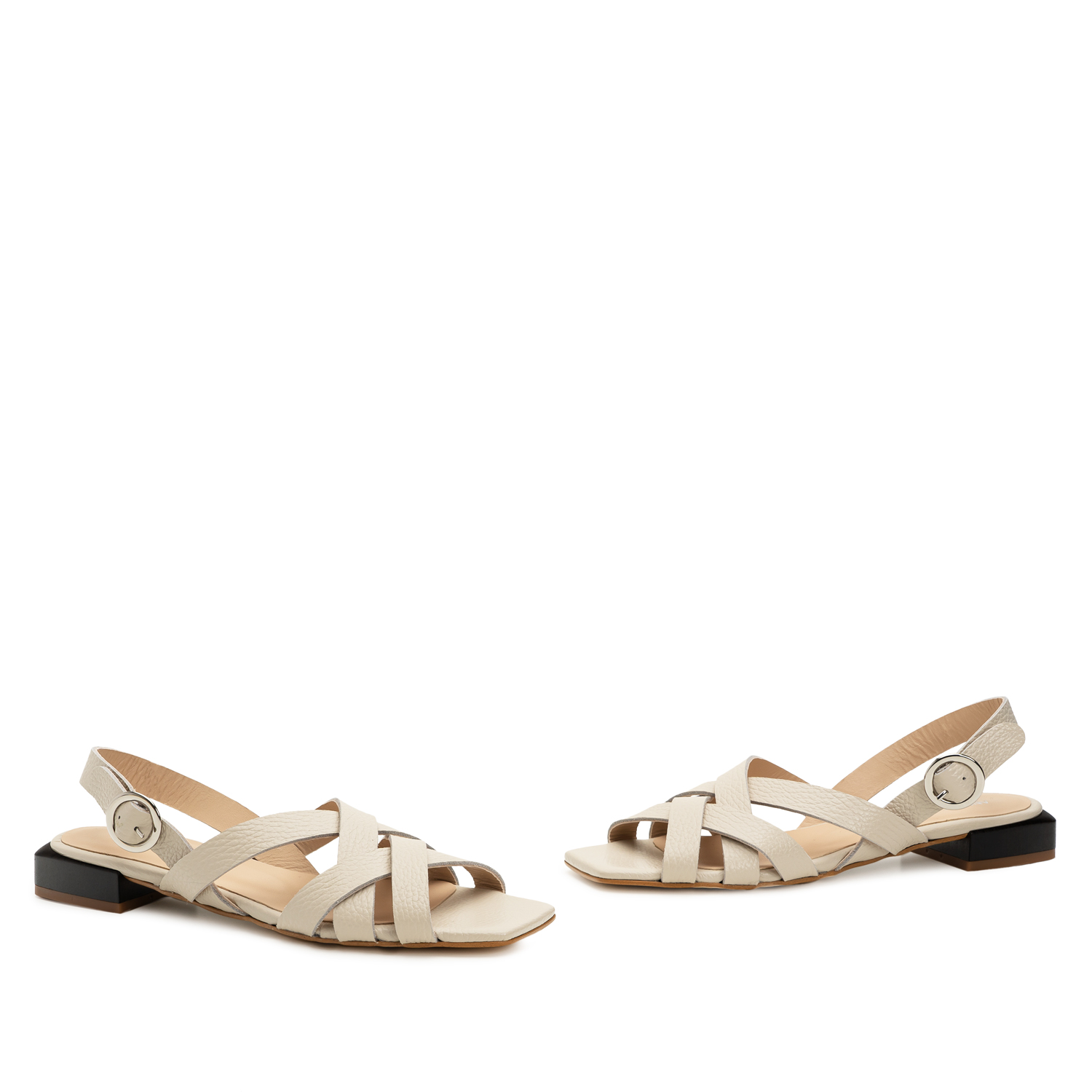 Sandals in Beige Embossed Leather 