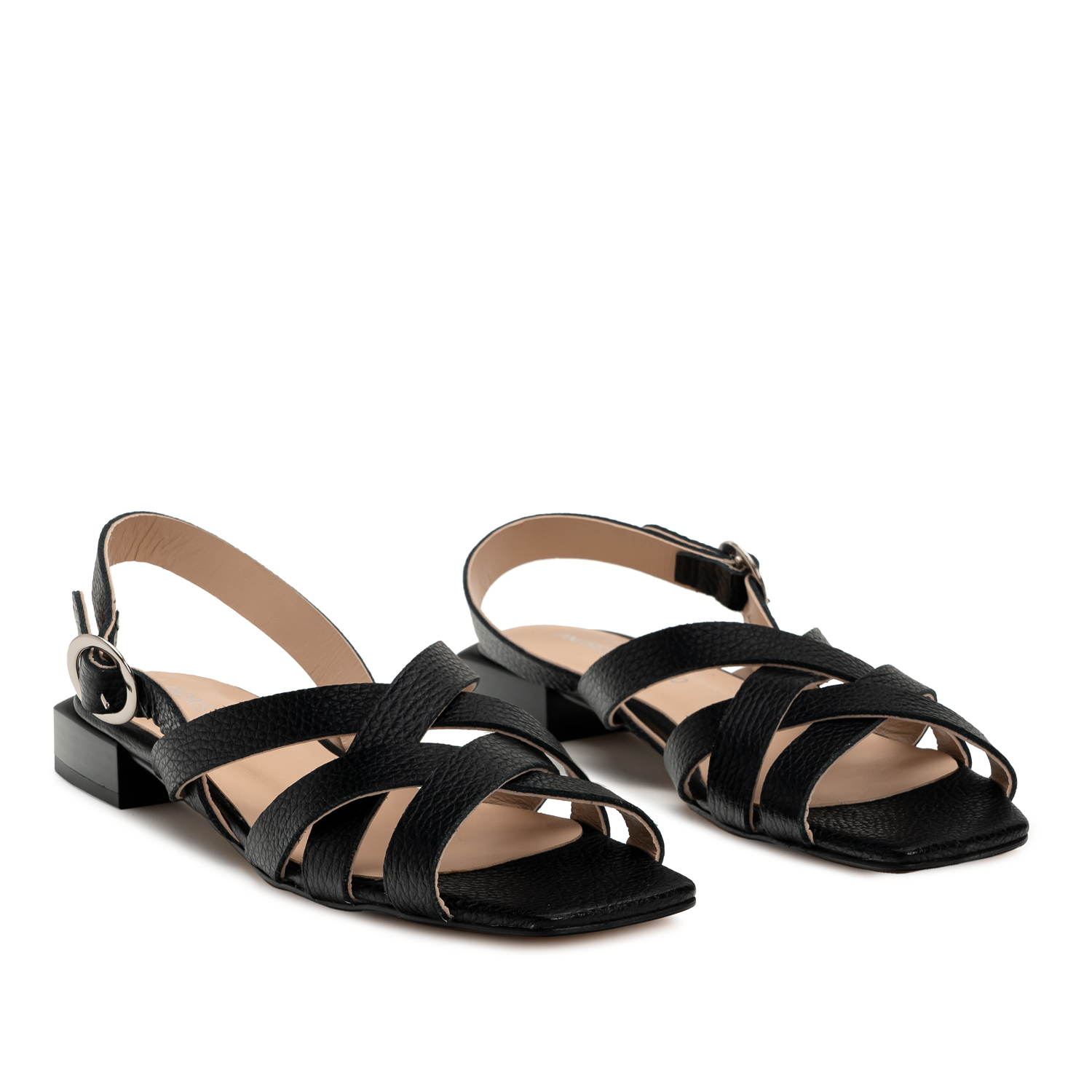 Sandals in Black Embossed Leather 