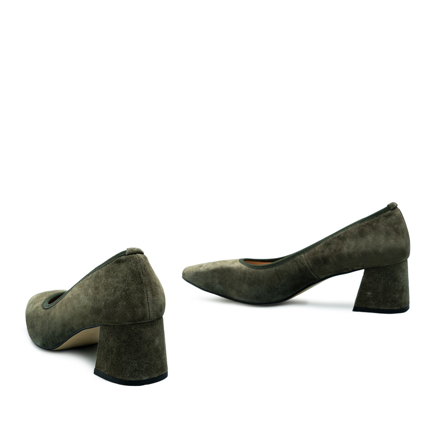 Chaussures en croûte de cuir Kaki 