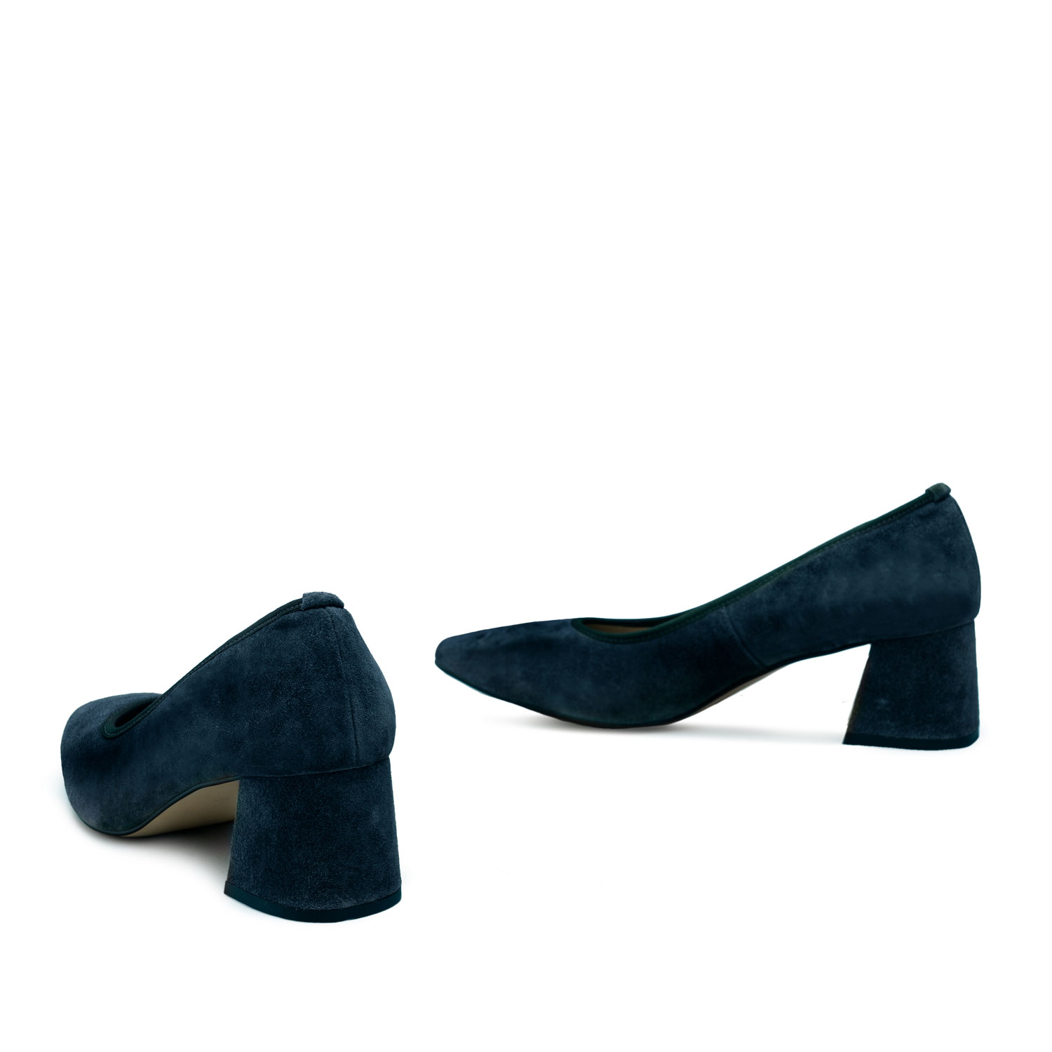 Chaussures en croûte de cuir Bleu Marine 