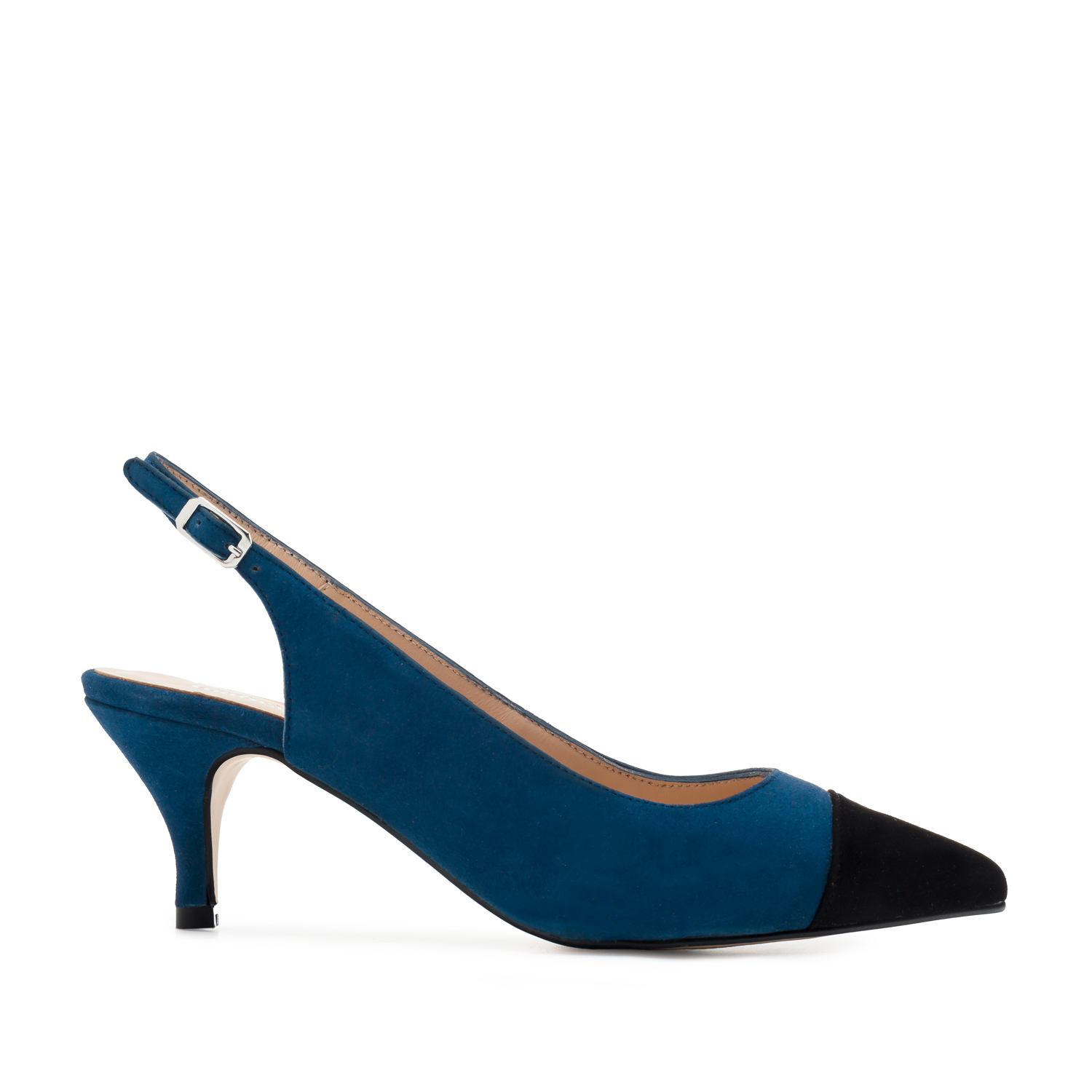 Slingback Shoes in Blue Suede Leather 