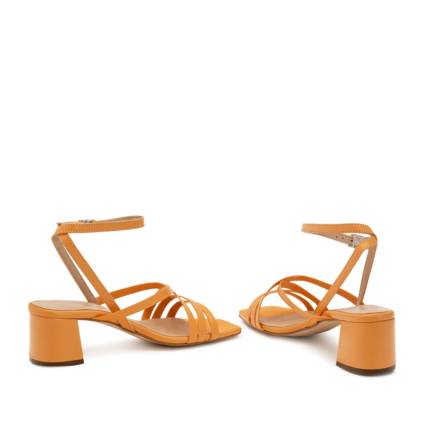 Sandalen aus orangem Leder - MADE IN SPAIN - 