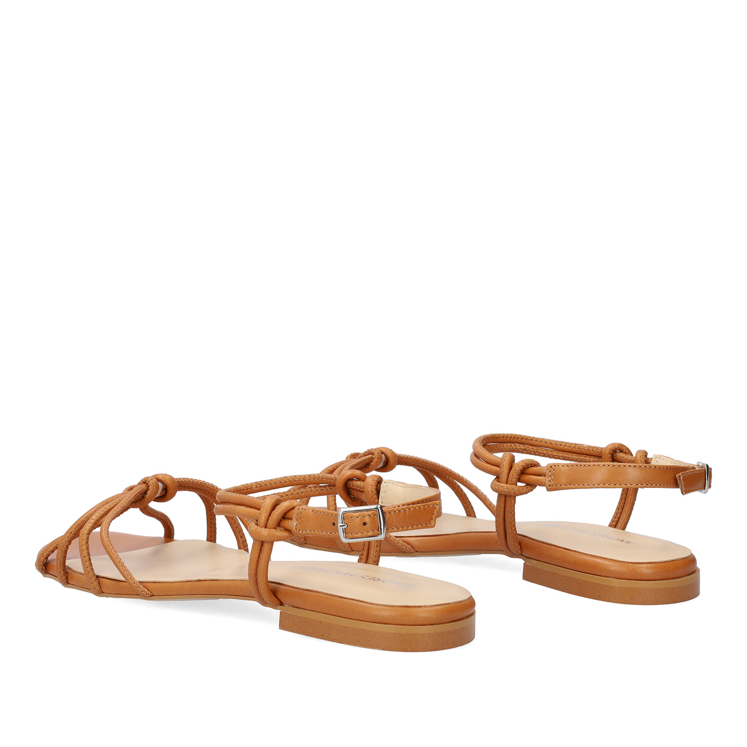 Brown leather flat sandals 