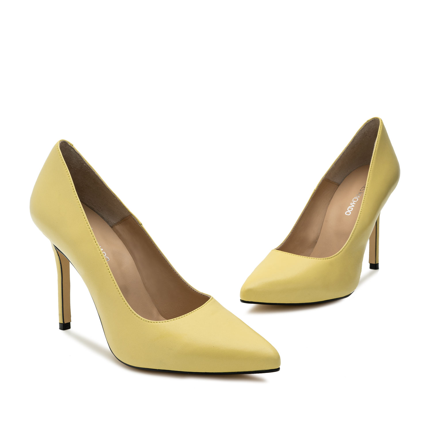 Heeled Shoes in Yellow Leather 