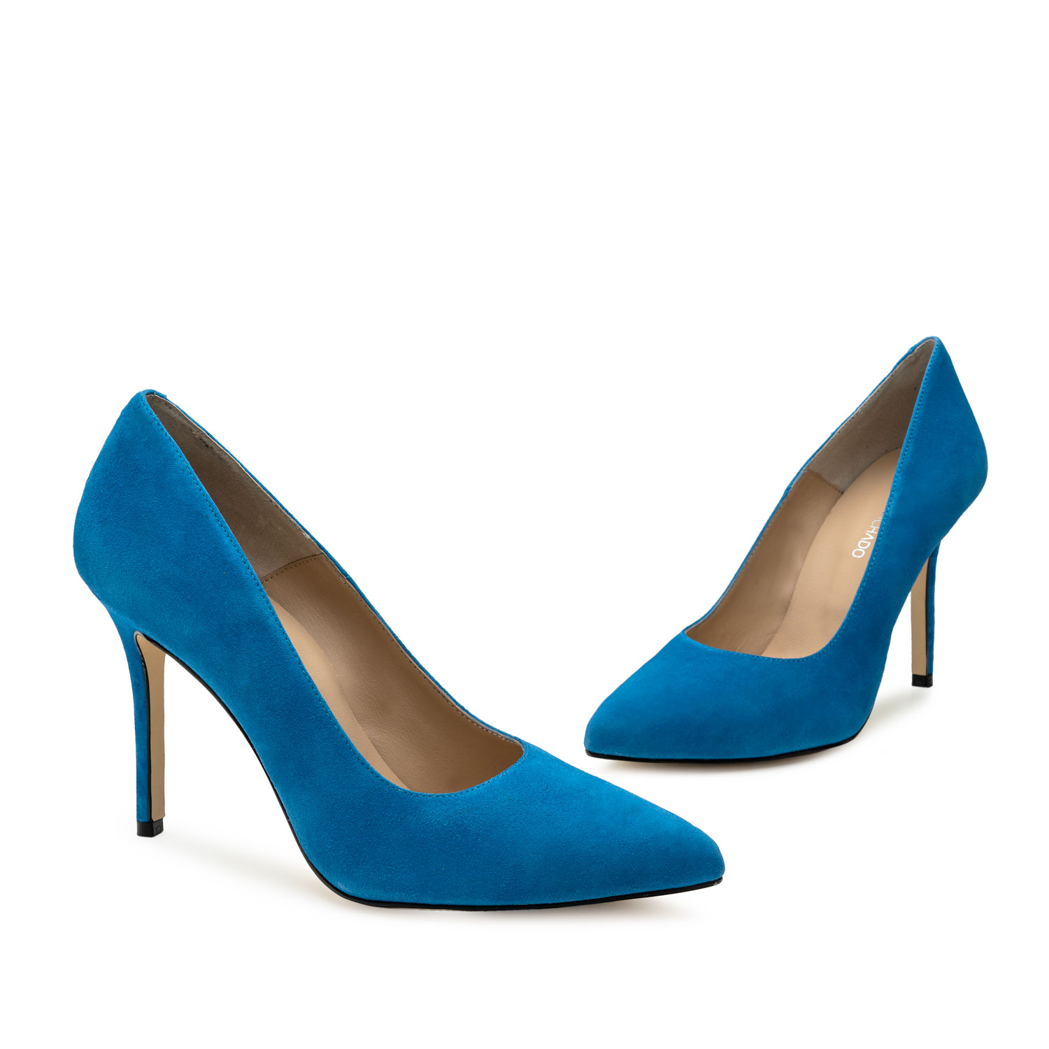 Zapato tacón de ante Azul