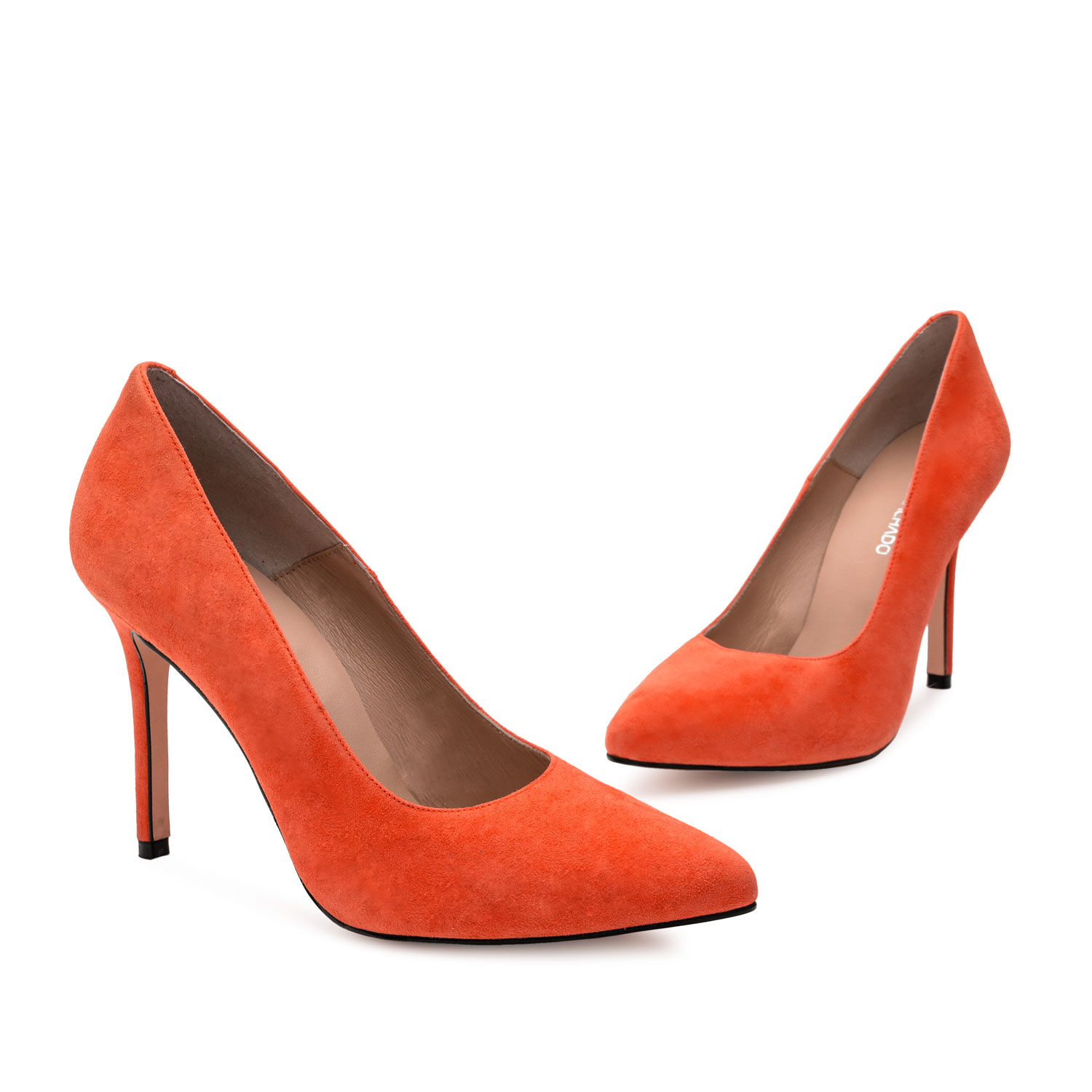 Heeled Shoes in Coral Suede 