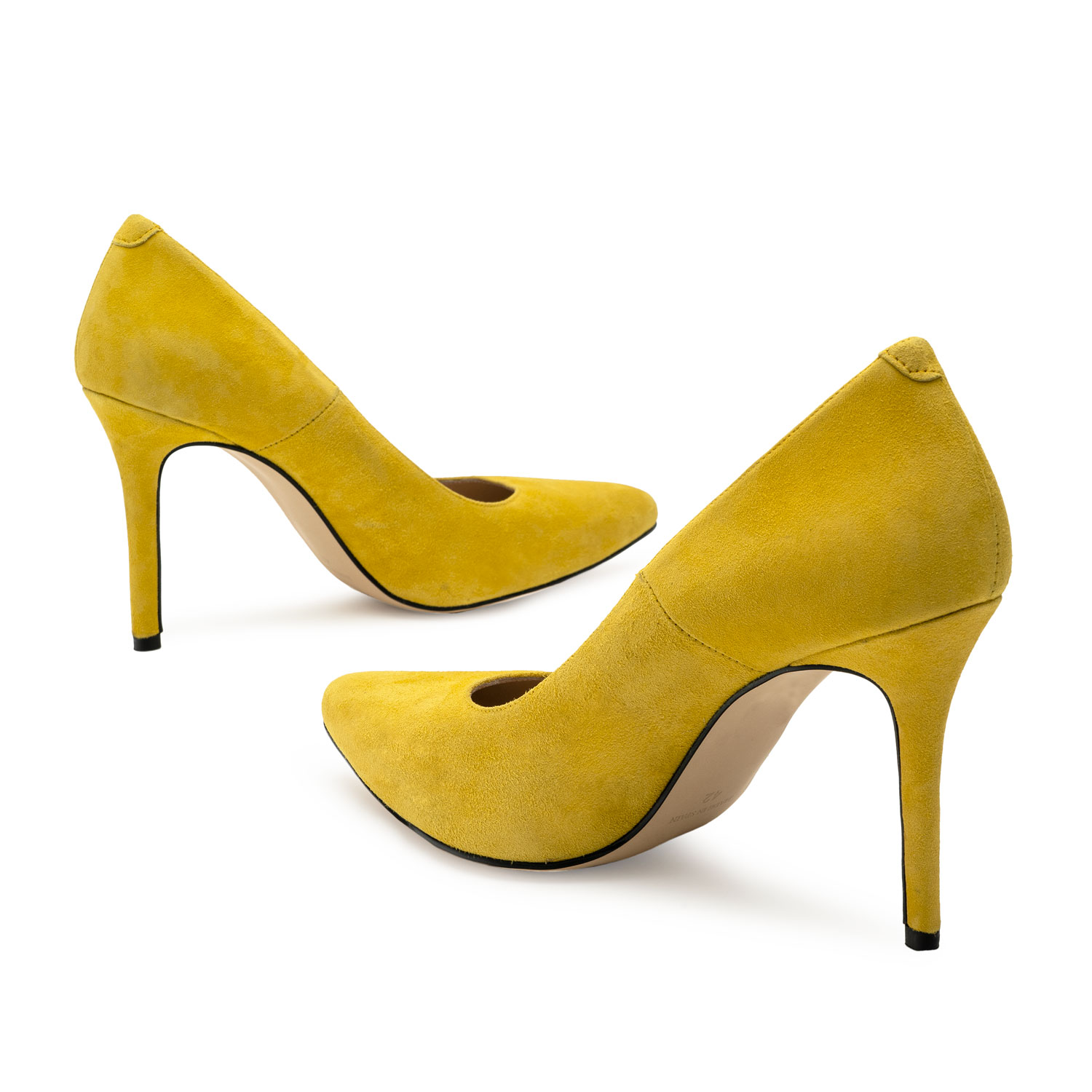 Zamszowe buty na obcasie Żółte 