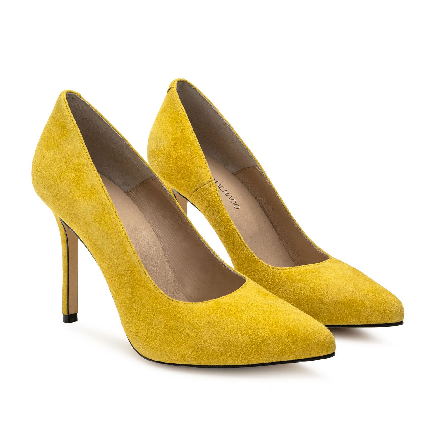 Heeled Shoes in Yellow Suede 