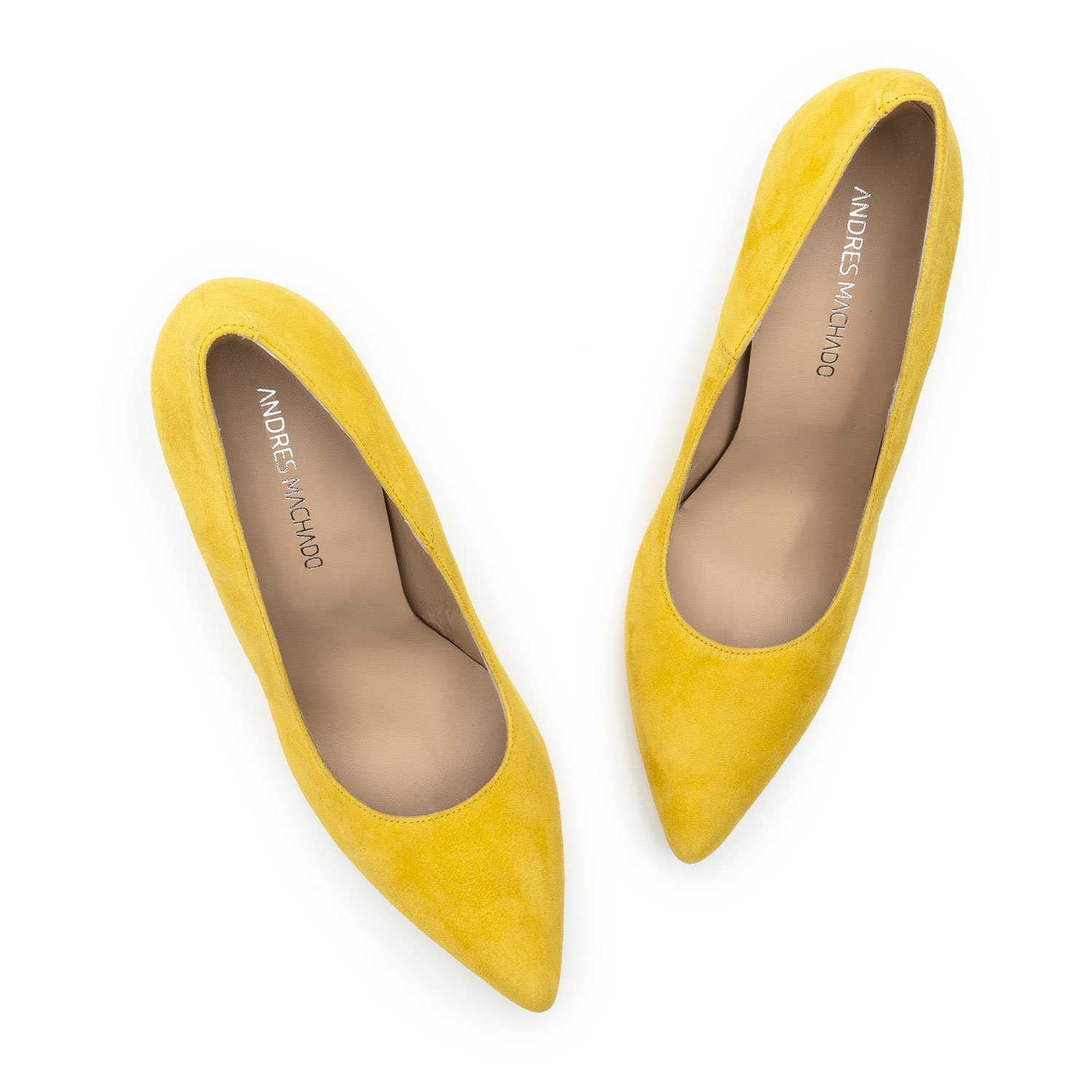 Zamszowe buty na obcasie Żółte 