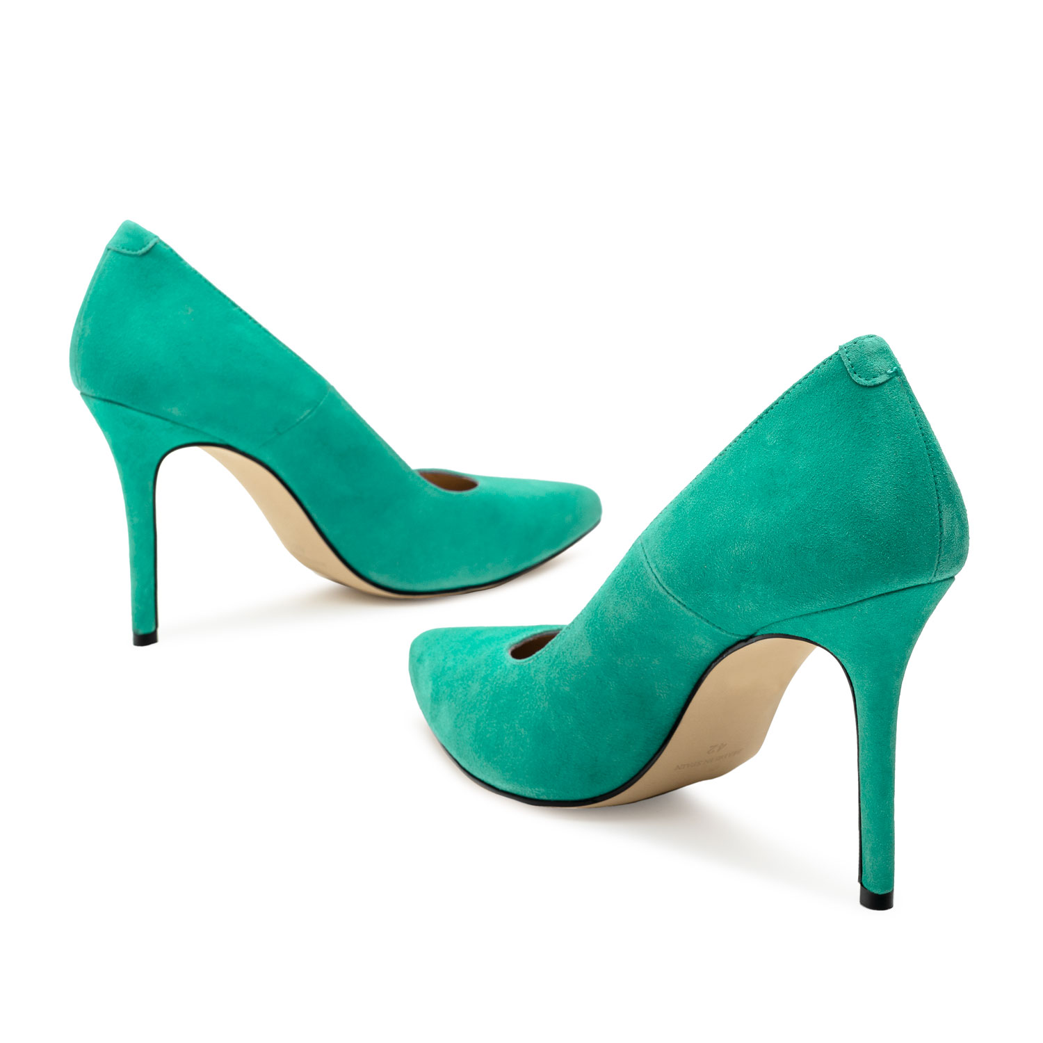 Heeled Shoes in Turquoise Suede 