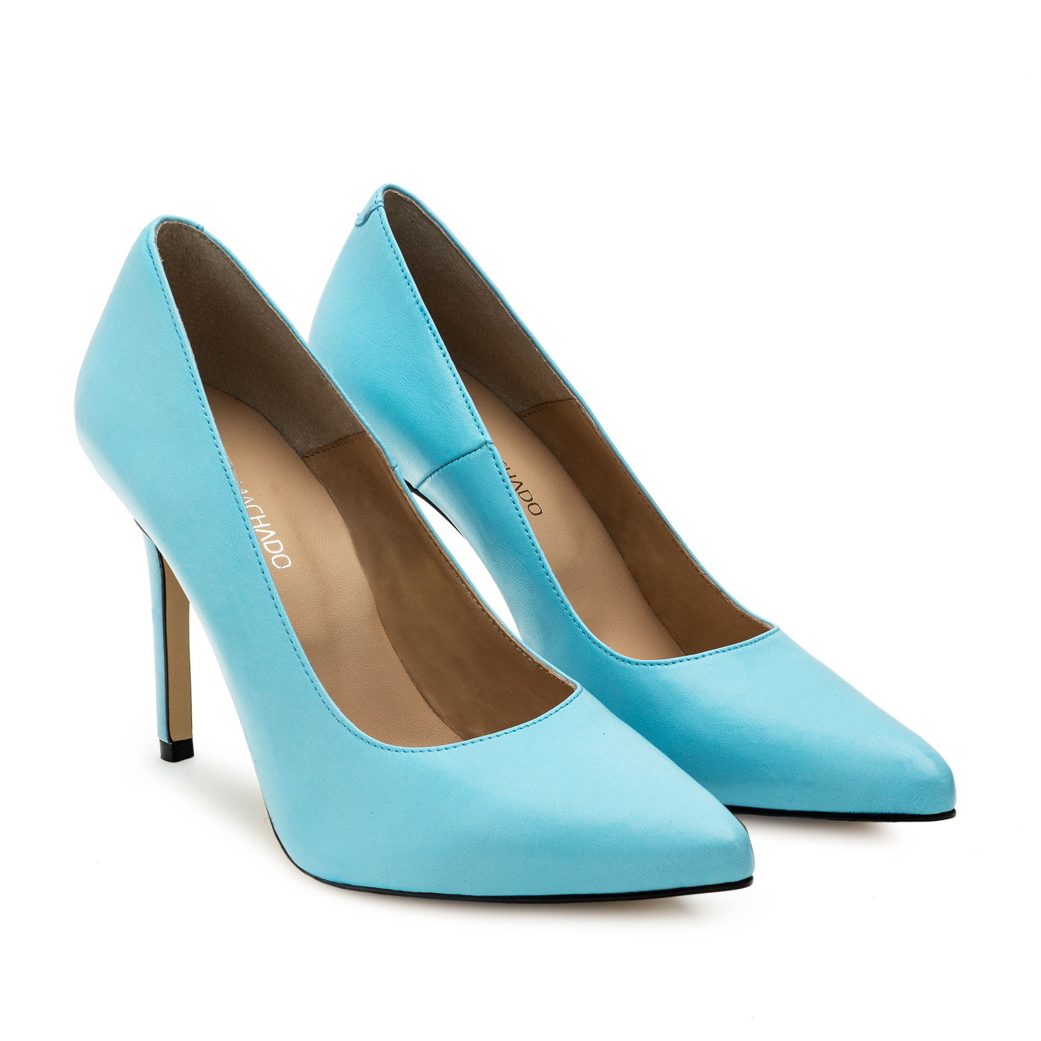Heeled Shoes in Sky Blue Leather 